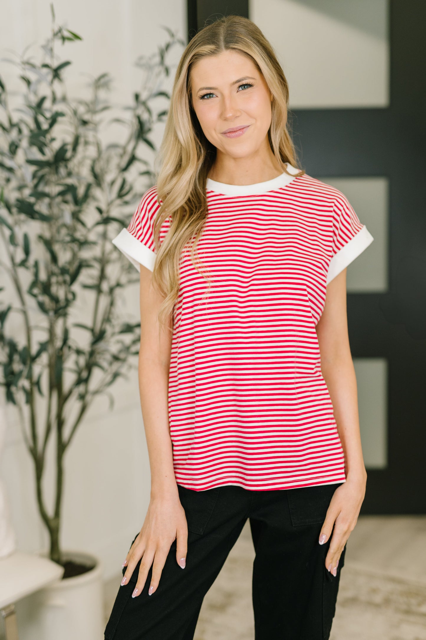 I Wouldn't Mind Short Sleeve Top in Ruby