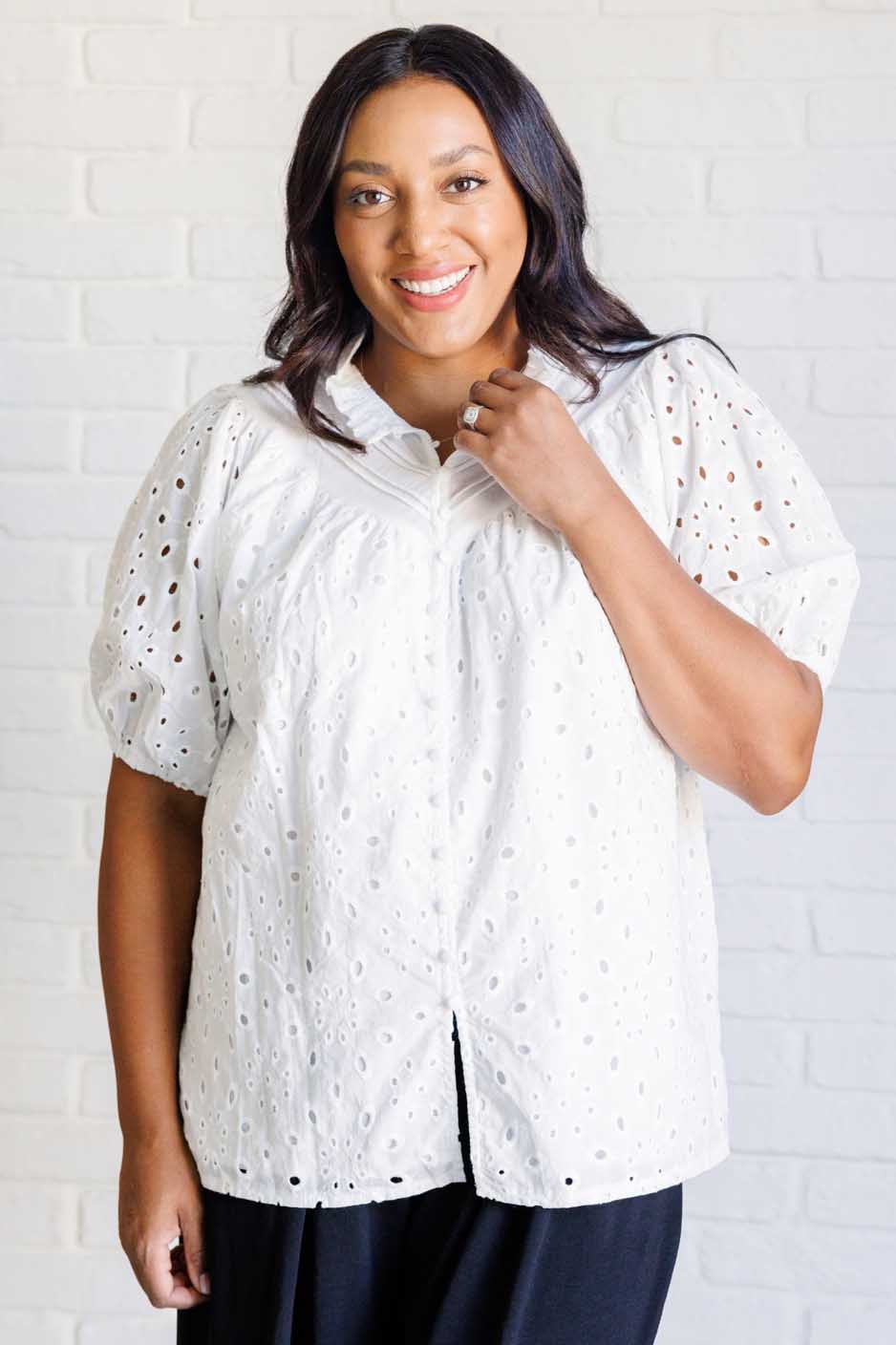 I'll Let You Know Eyelet Lace Blouse