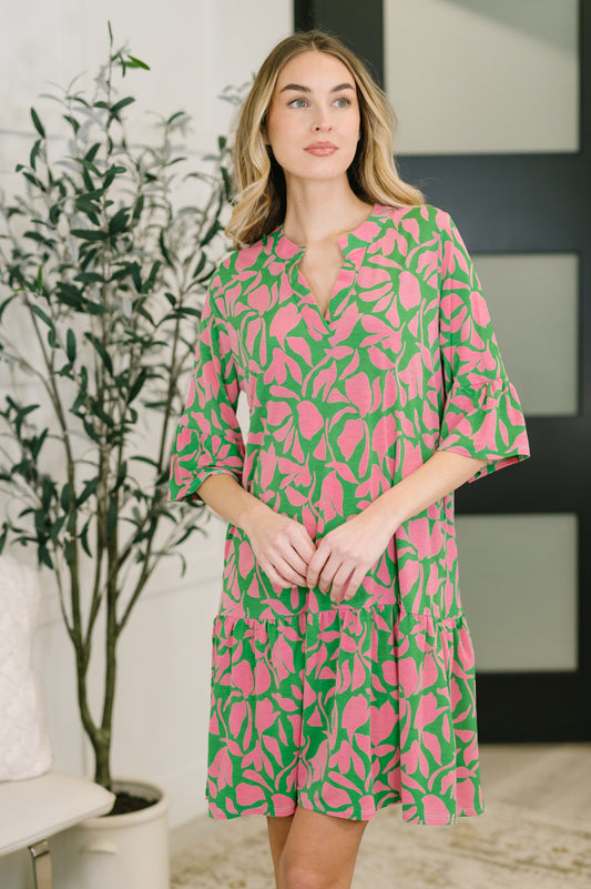 Lizzy Sunday Dress in Emerald Abstract Floral- 7/20/2026