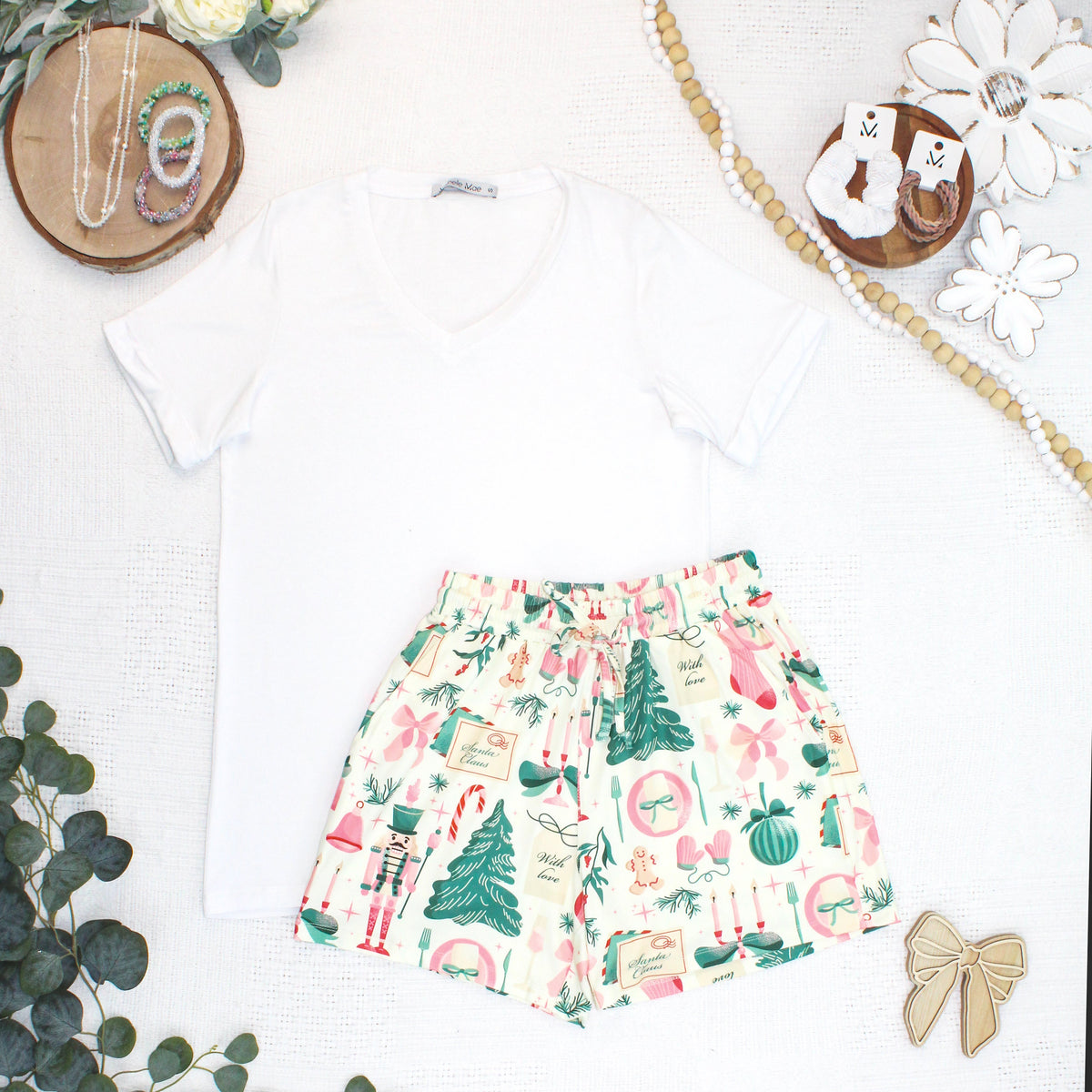 IN STOCK Jamie Lounge Shorts - Pink Pine Noel
