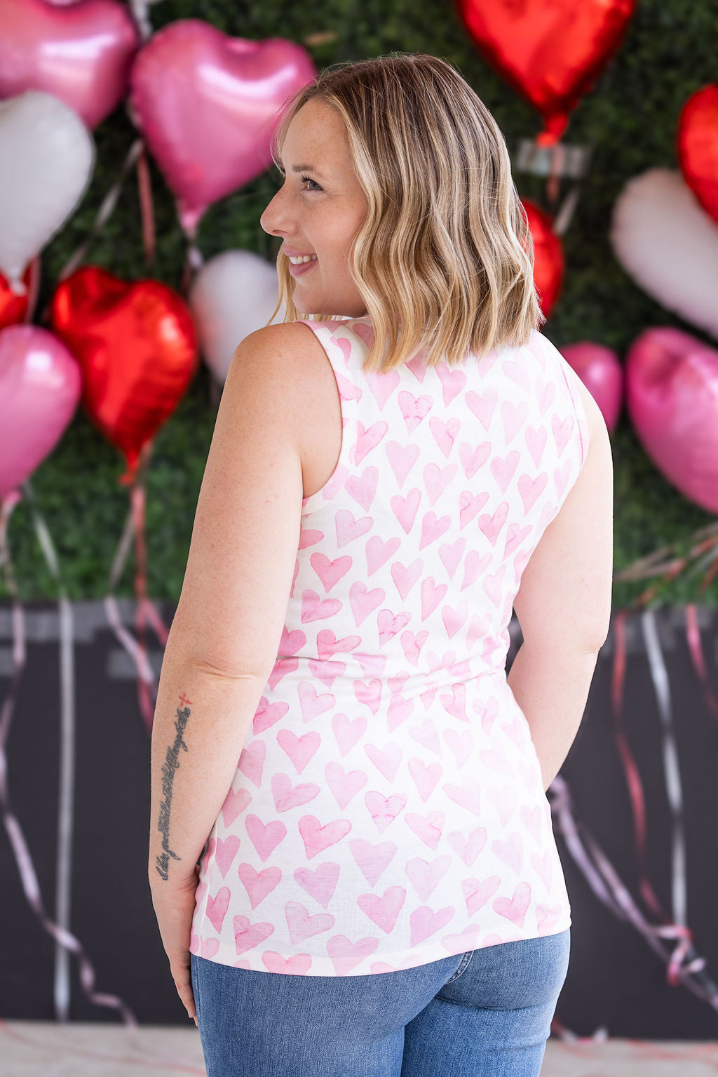 IN STOCK Ava Tank - Blushing Pink Hearts