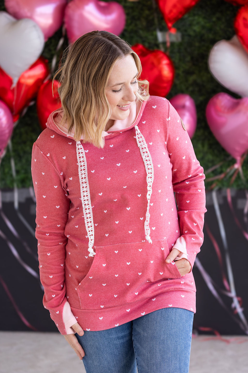 IN STOCK Hailey Pullover Hoodie -Sweetheart Red