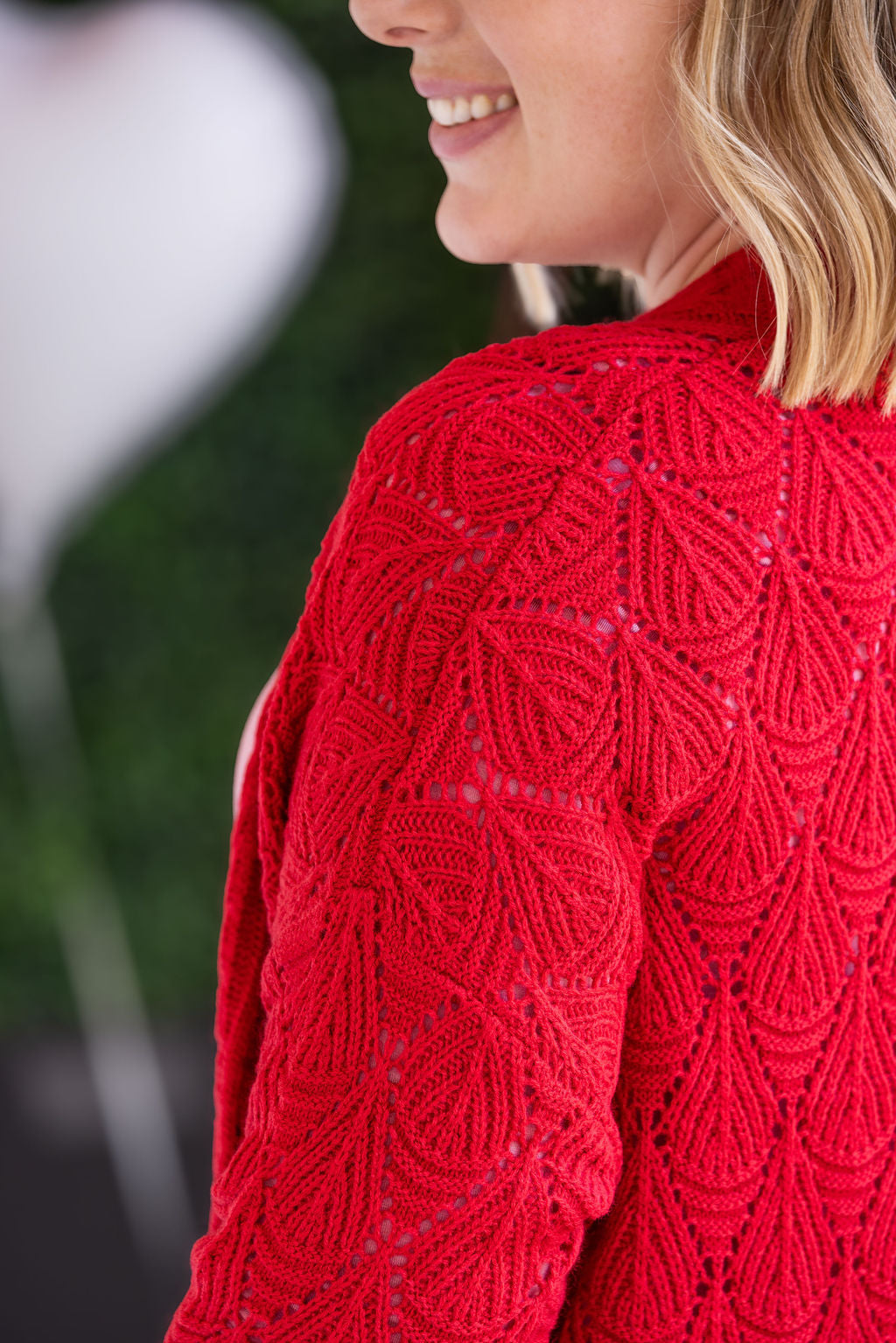 IN STOCK Open Knit Cardigan - Red
