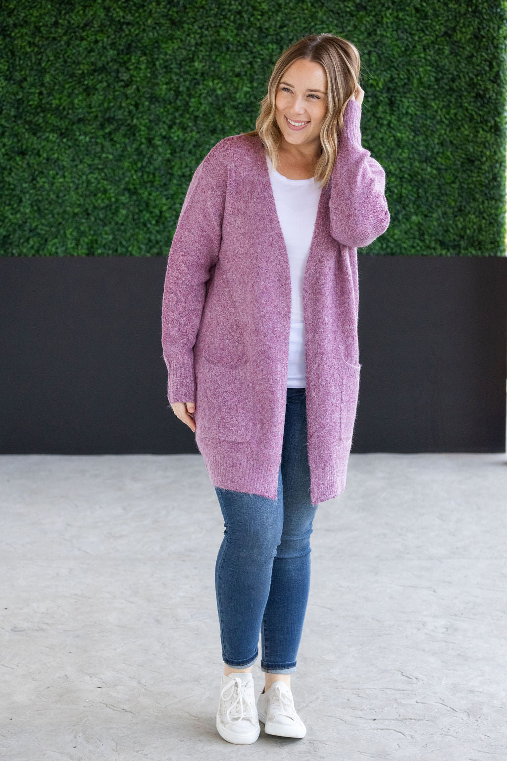 IN STOCK Madison Cozy Cardigan - Frosted Berry