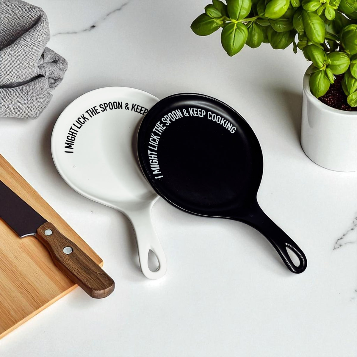 Whimsical kitchen spoon rest with playful quote - ceramic finish
Counter protection tools
Kitchen mess solution
Artisan kitchen accessories
Hand lettered kitchen decor