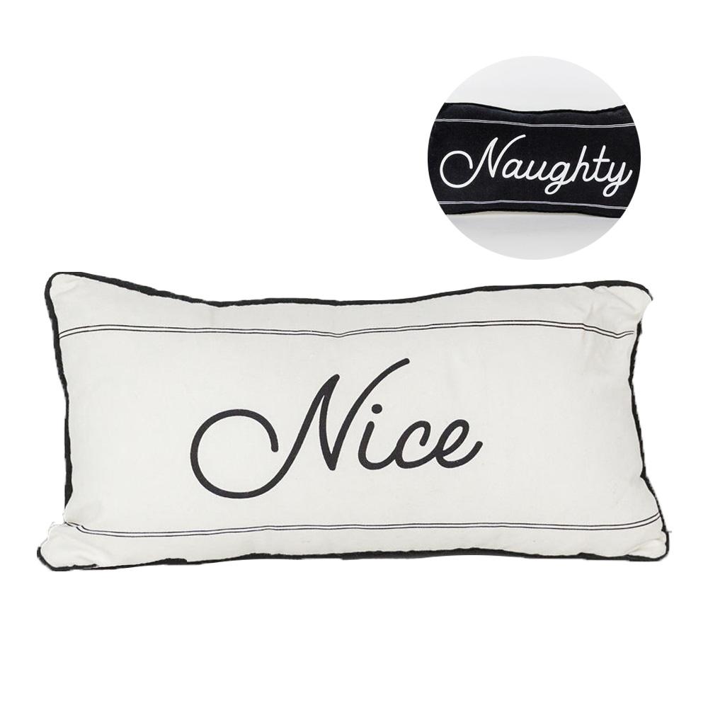 Naughty or Nice Christmas Throw Pillow, BW Christmas Pillows, Naughty Pillow, Chic Christmas Decor, BW Home Christmas Decoration Ideas
