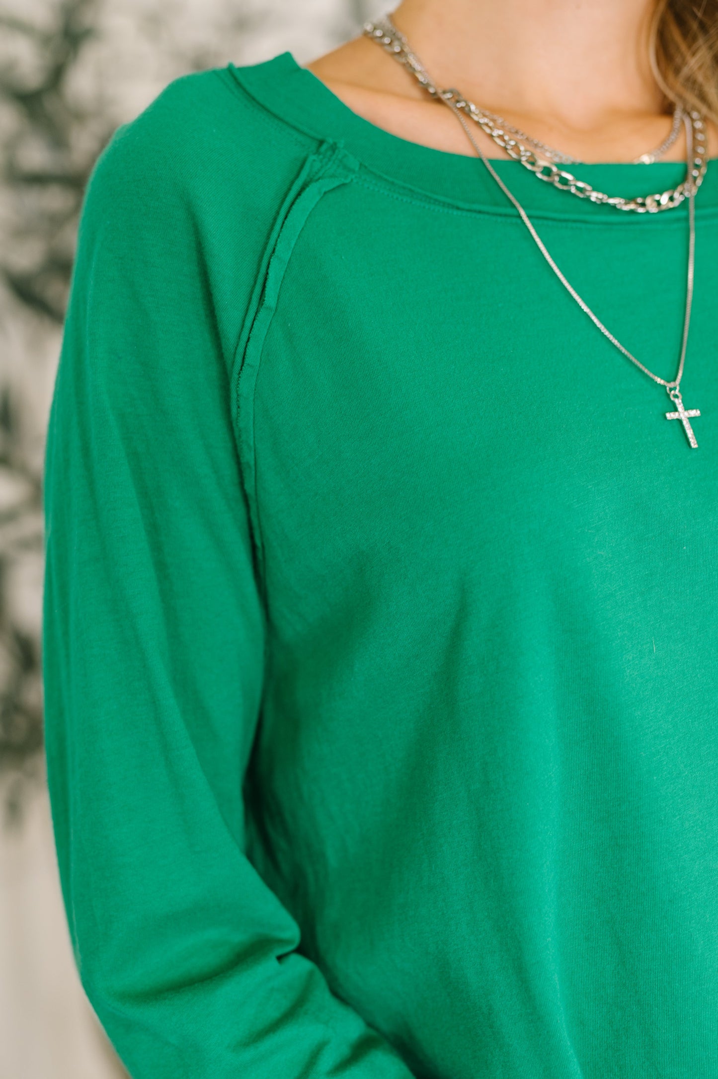 Nice to Each Other Raglan Sleeve Top in Kelly Green
