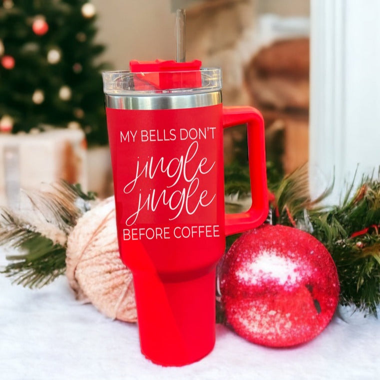 Red Christmas mug with funny saying