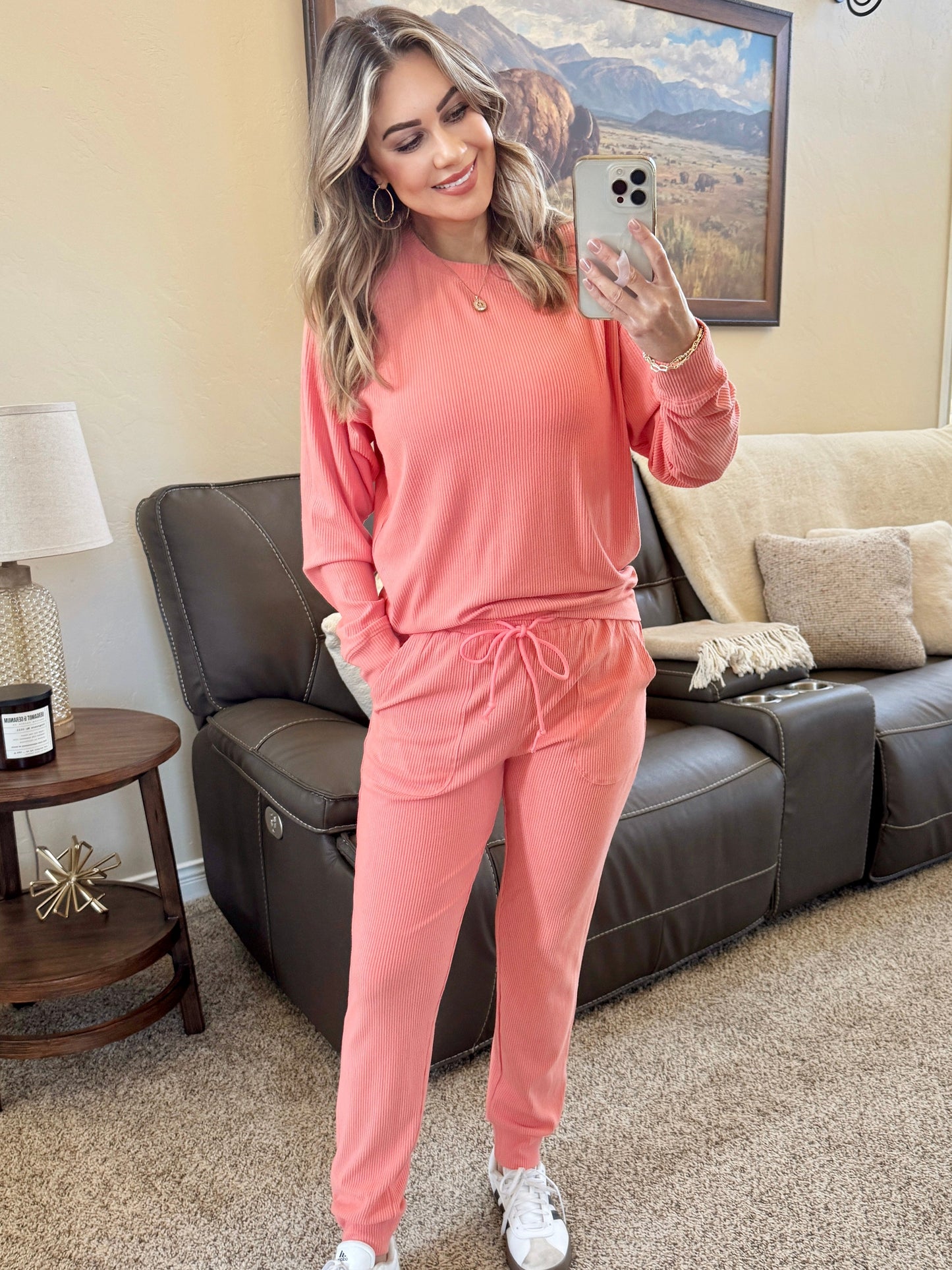 IN STOCK Corrine Ribbed Pullover Top - Coral