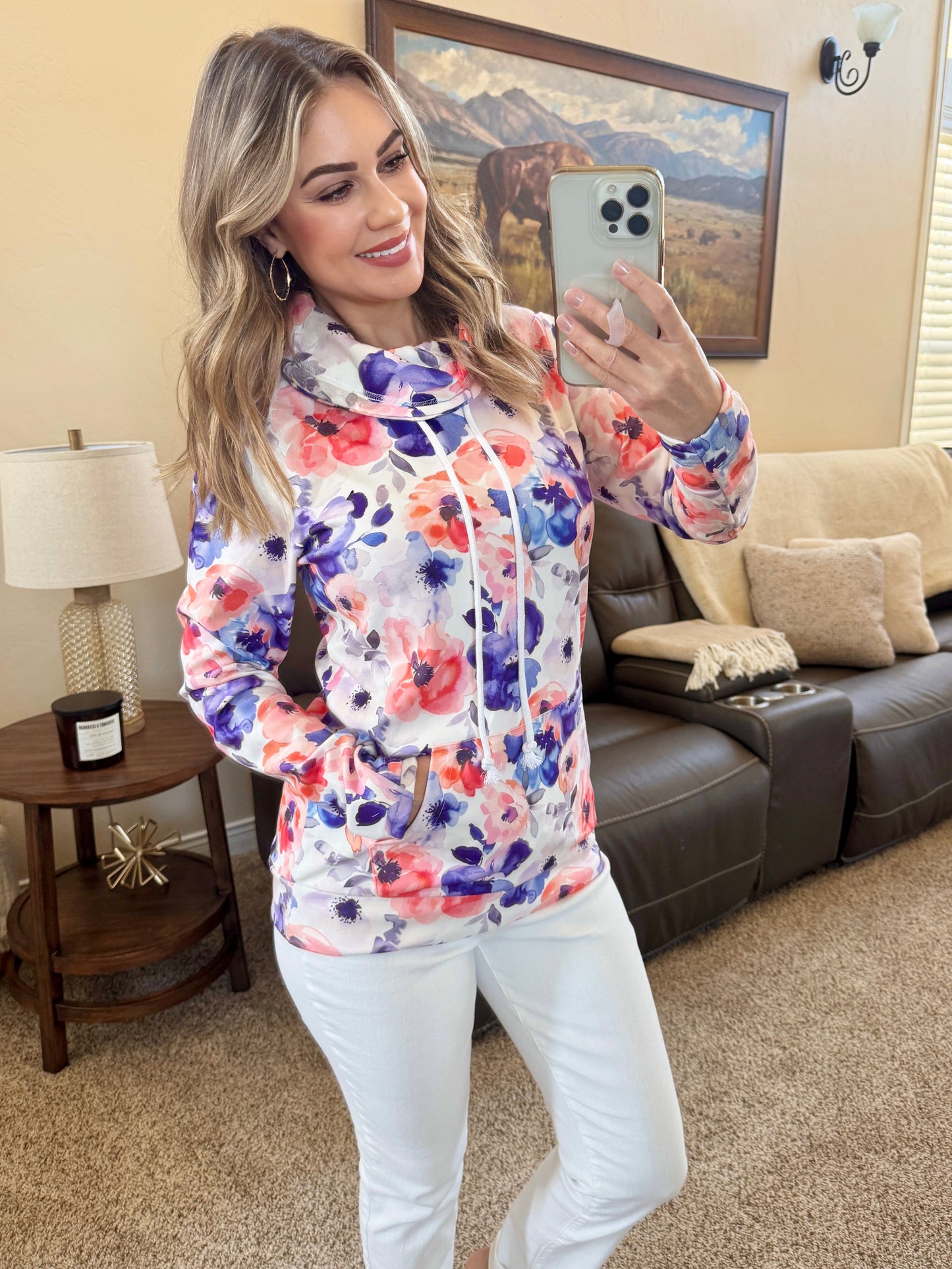 IN STOCK Soft Funnel Neck - Sunset Watercolor Floral