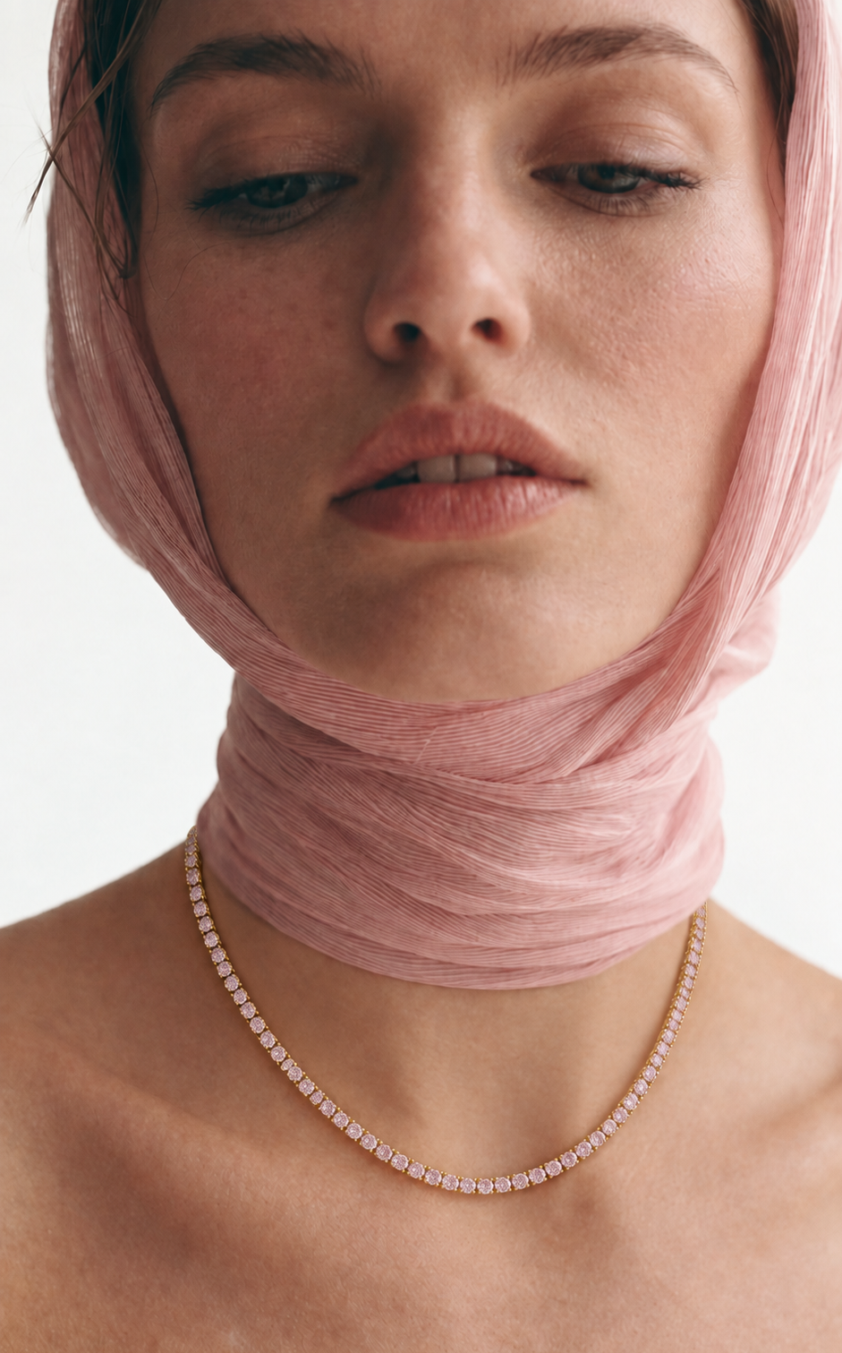 Karla Tennis Necklace Light Pink