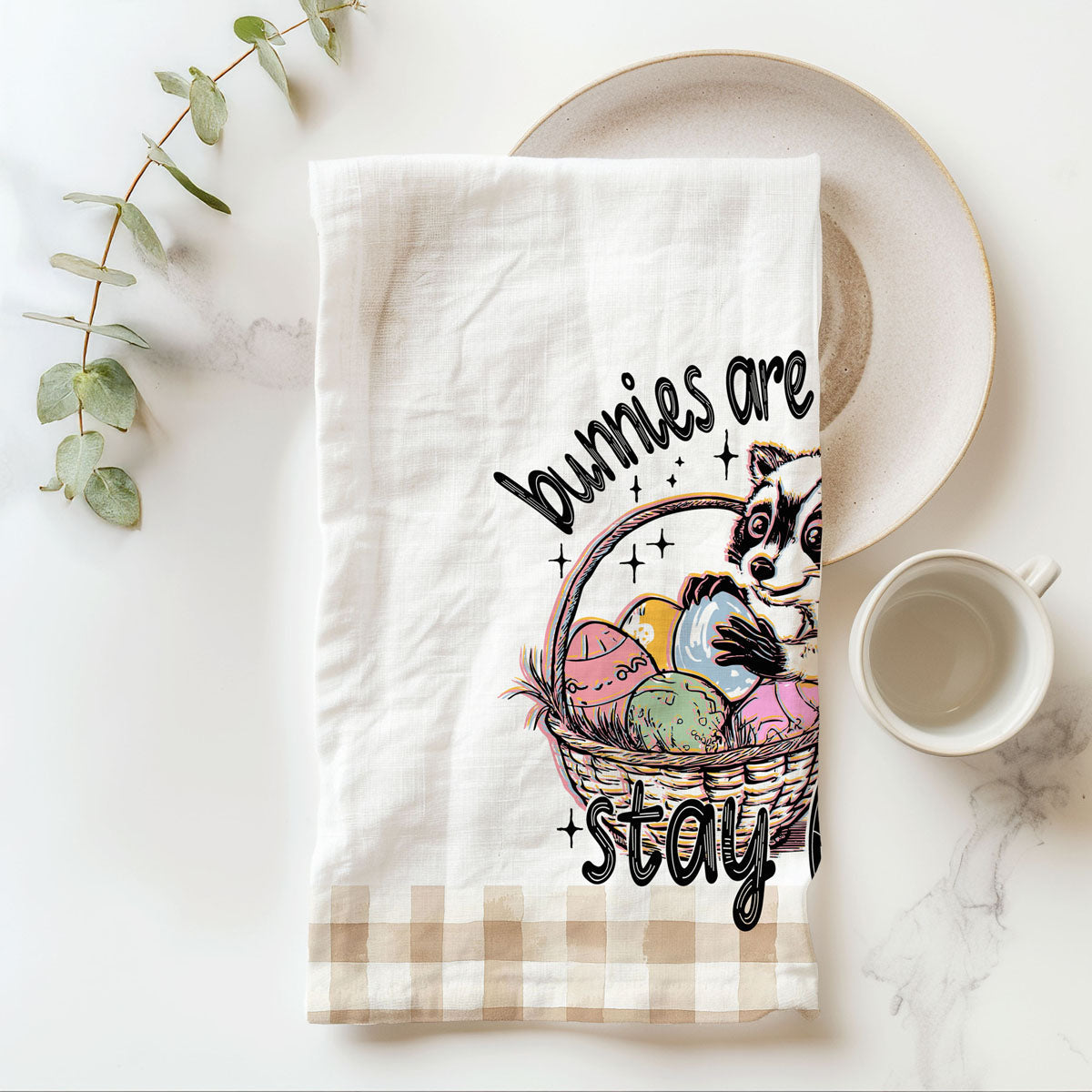 Wholesale Witty raccoon kitchen towel Easter eggs humor farmhouse
Hilarious Easter towel funny raccoon stay feral gingham
Sassy raccoon dish towel Easter humor bunnies overrated
Clever Easter kitchen towel raccoon eggs funny spring