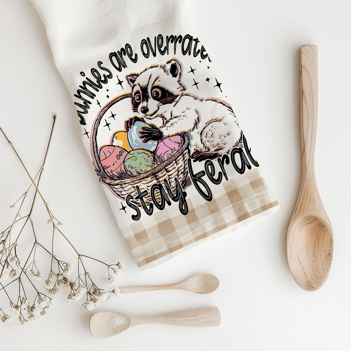 cute raccoon easter egg towel farmhouse decor
easter towel with funny saying for kitchen
easter raccoon towel funny farmhouse gift
funny easter towel gift for her farmhouse kitchen
easter towel for animal lovers stay feral quote
sarcastic easter kitchen towel hostess gift