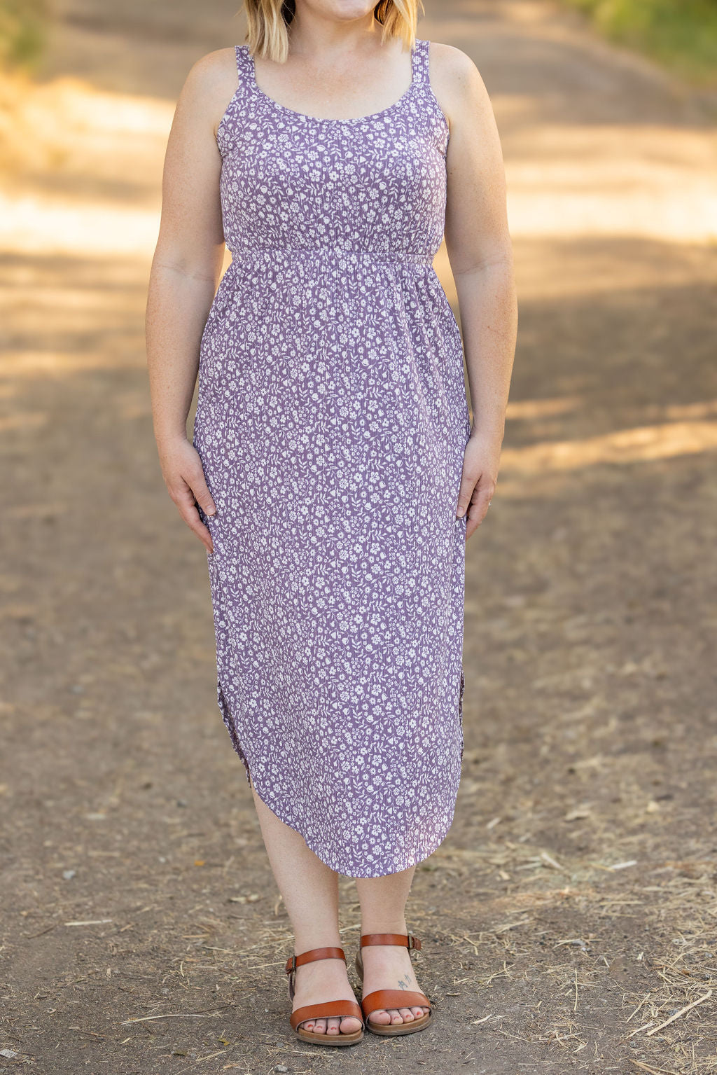 IN STOCK Reagan Ribbed Midi Dress - Lavender Floral