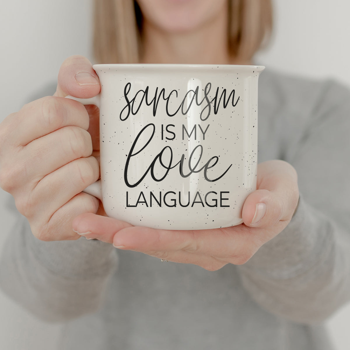 Sarcasm is my love language mug. 
Double sided Funny Coffee Mug.
Sarcasm is my love language ceramic modern coffee mug gift