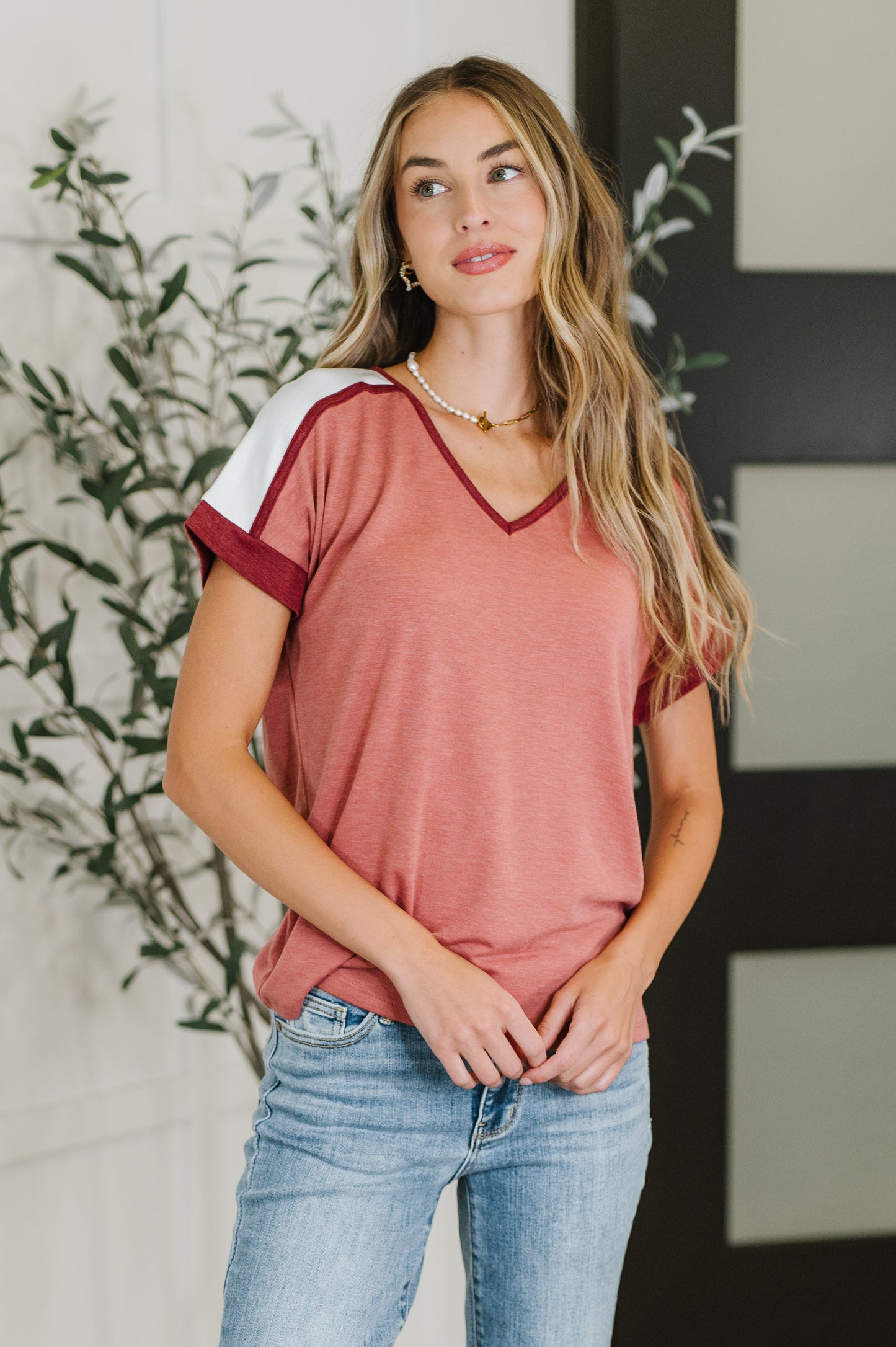 Sew Into You V-Neck Top in Light Rust