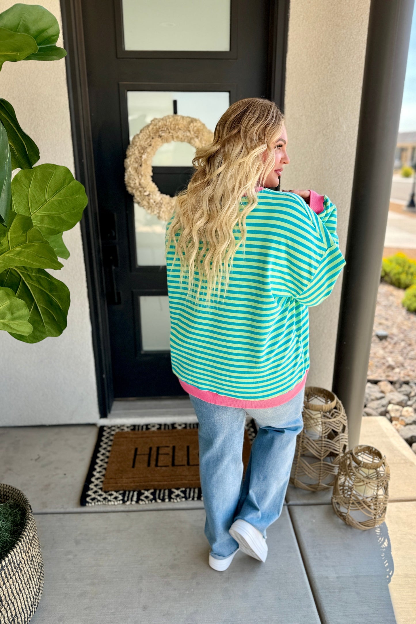 PREORDER: Best Selling Larson Contrast Pullover in Green/Blue