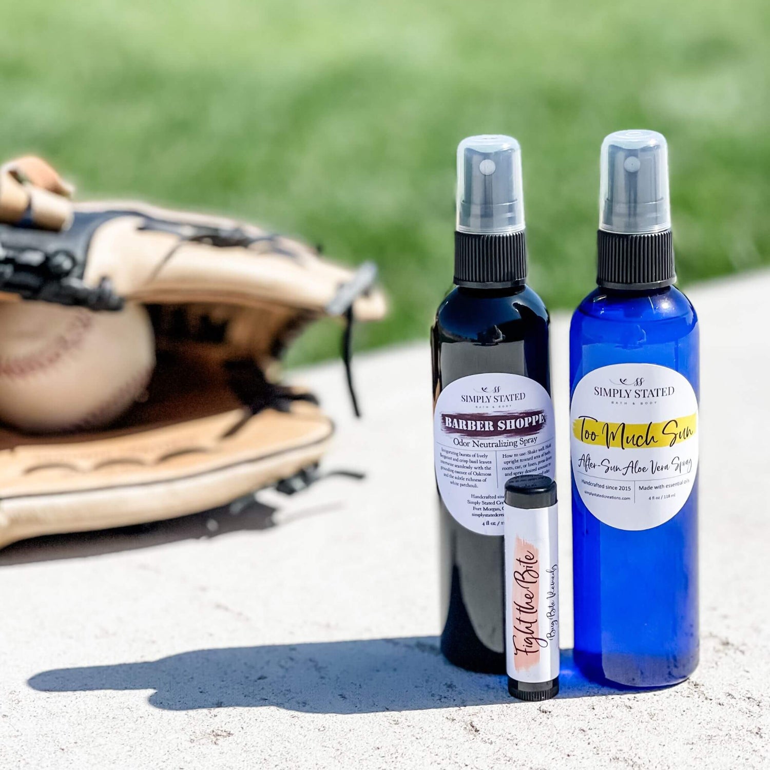 Perfect Father's Day gift! Our Summer Rescue Set includes Too Much Sun Aloe Spray, Fight the Bite remedy stick, and Odor Neutralizing Spray in Barber Shoppe, Midnight Maverick, and Outlaw scents. Stay fresh all summer!