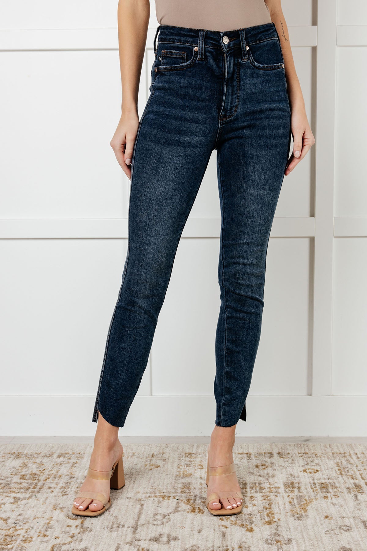 Tessa High Rise Control Top Step Hem Skinny Jeans