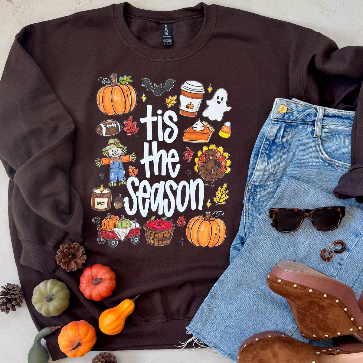 Tis The Season Cozy Doodle Fall Sweatshirt