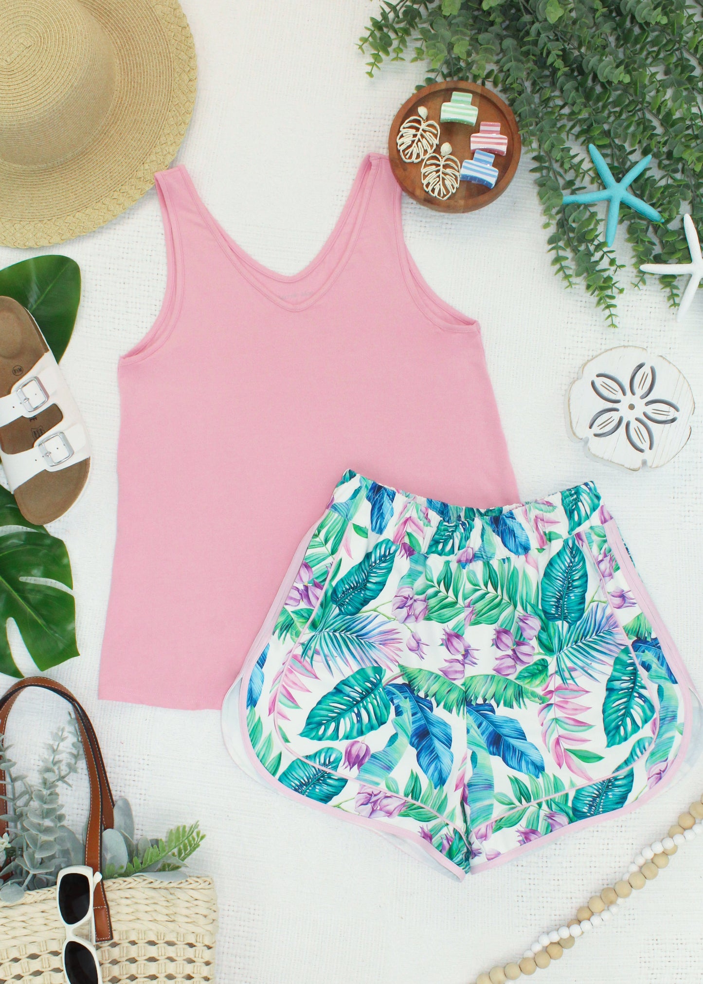 IN STOCK Dolphin Shorts - Tropical Leaf