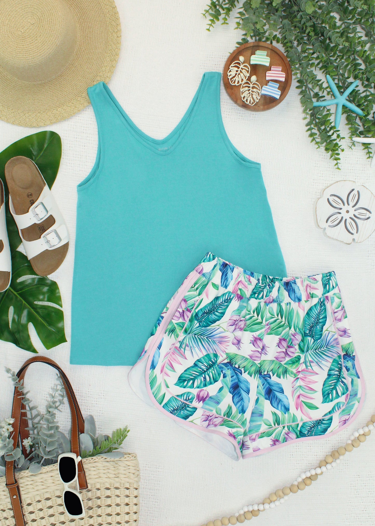 IN STOCK Dolphin Shorts - Tropical Leaf