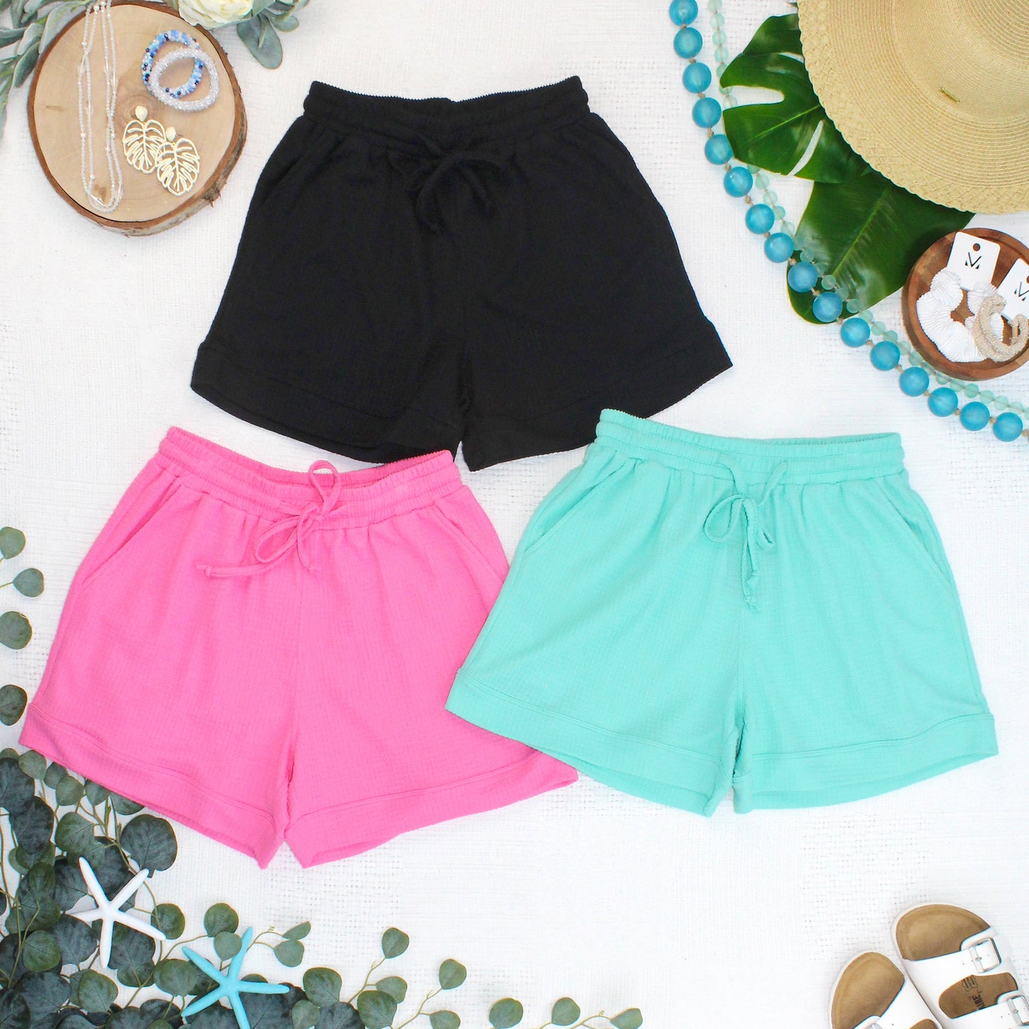 IN STOCK Weslie Waffle Shorts - Pink