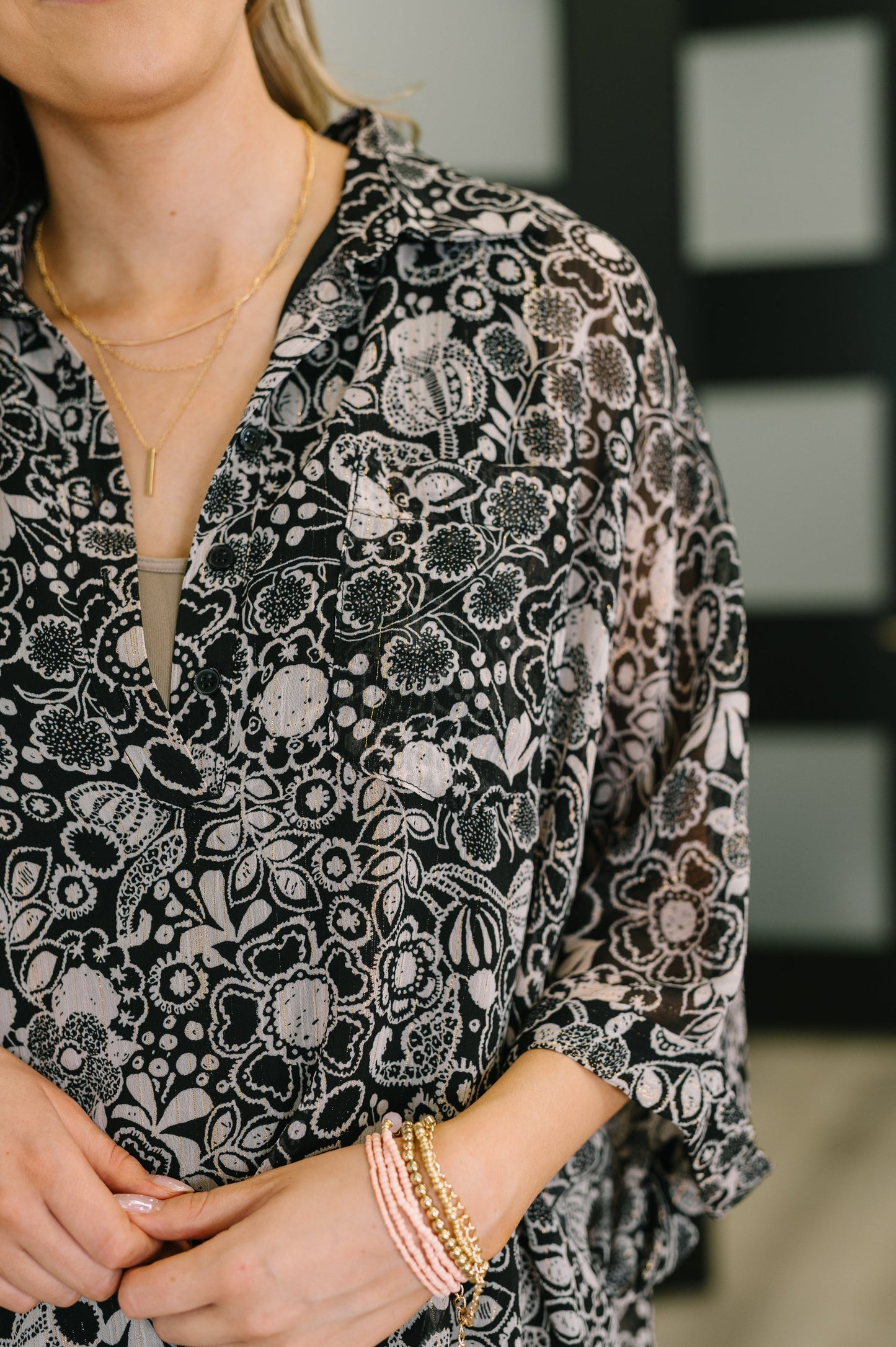 Work All Day Floral Top