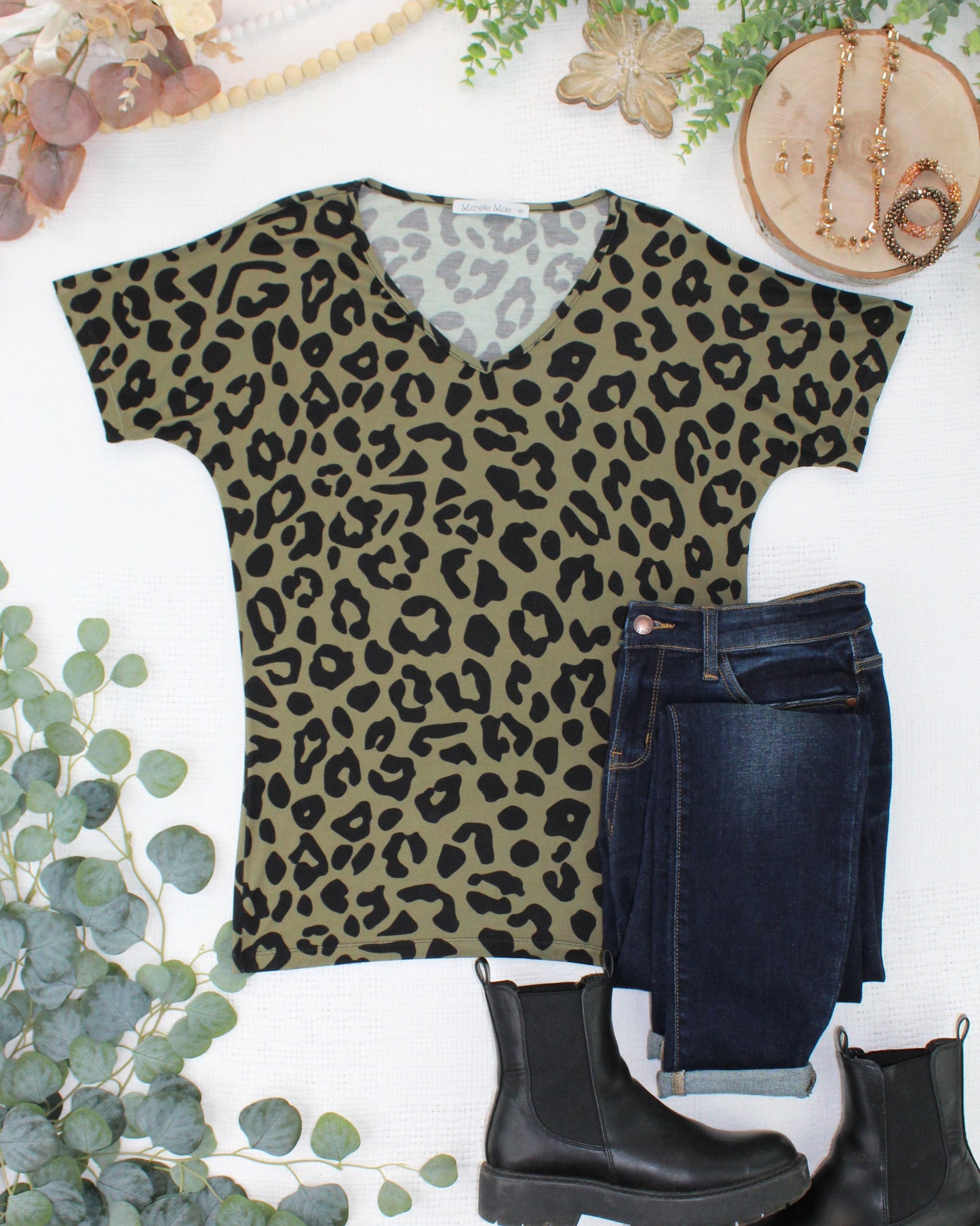 IN STOCK Chloe Cozy Top - Olive Animal Print