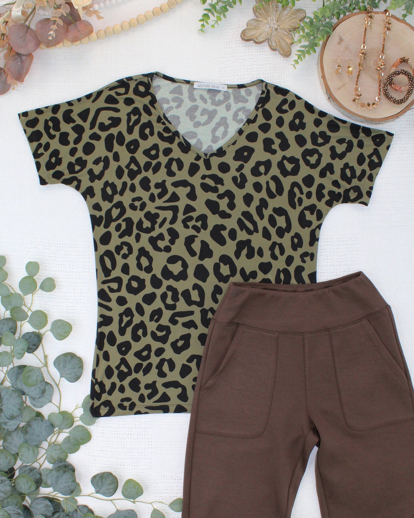 IN STOCK Chloe Cozy Top - Olive Animal Print
