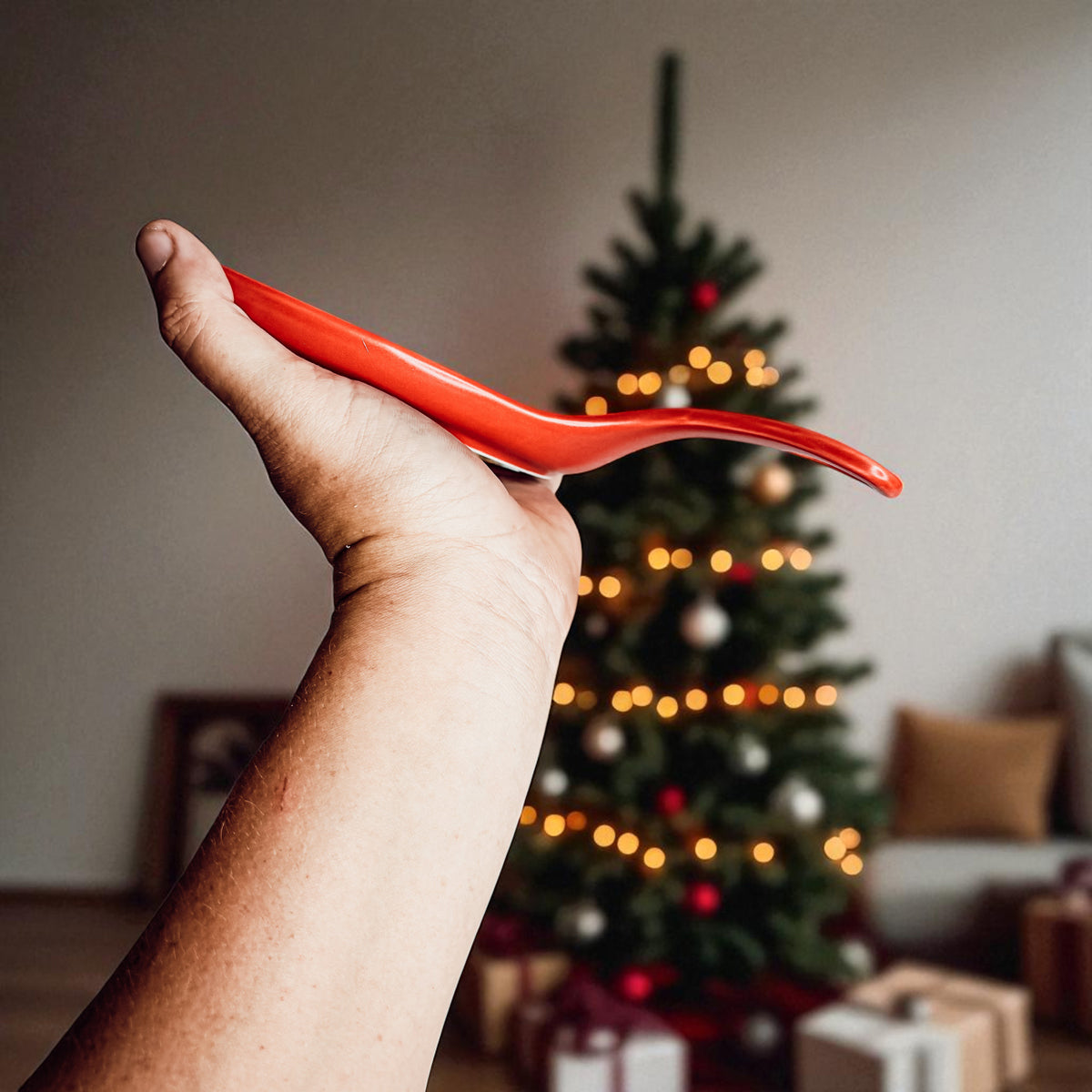 Carb lover holiday gift - funny red spoon rest with festive Christmas quote wholesale 
Funny kitchen gift for Christmas - spoon rest with wooden spoon included
Holiday hosting set
Snow day baking