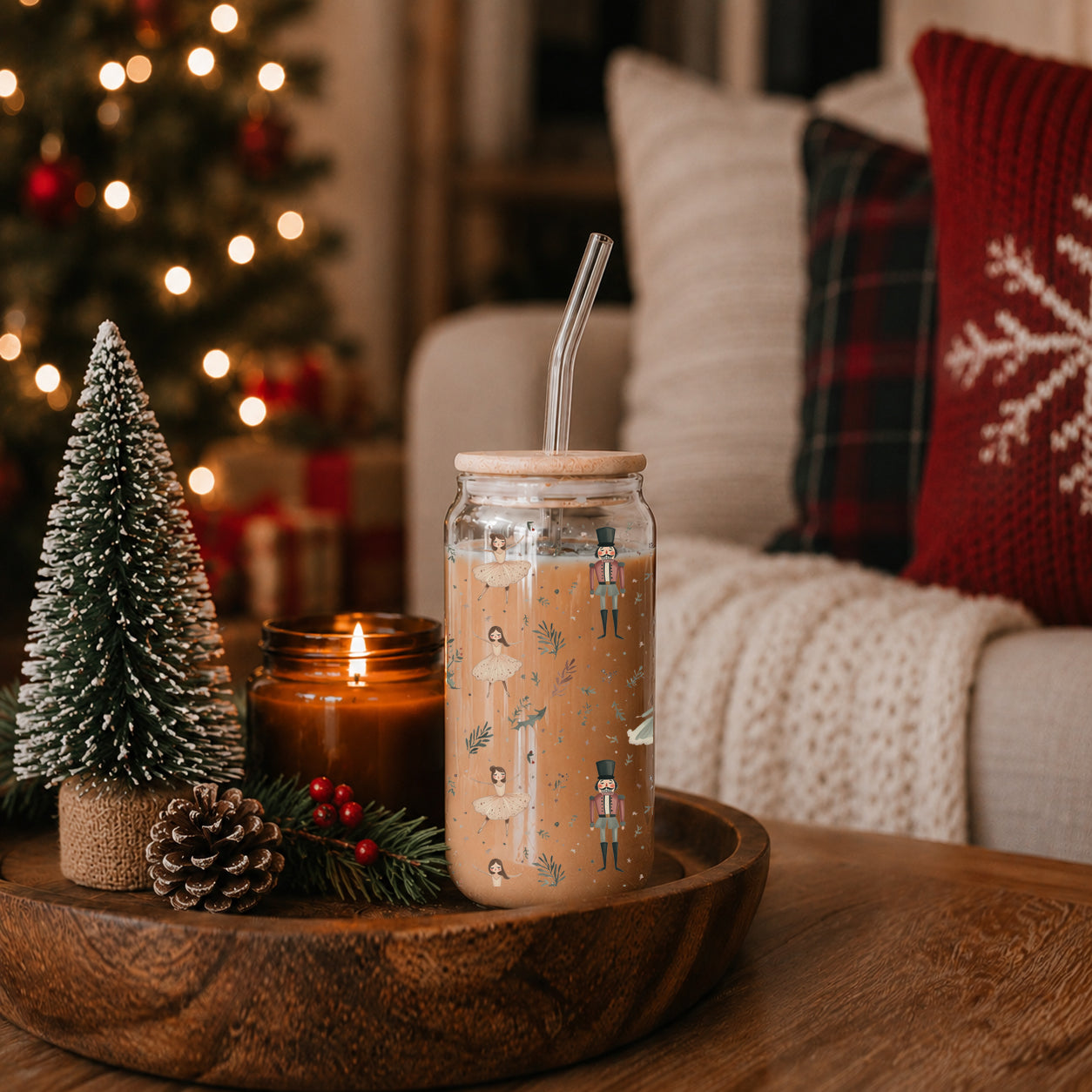 Wholesalers for Christmas stocking stuffer idea - pastel Nutcracker ballerina tumbler glass
Reusable iced coffee tumbler - Nutcracker soldiers and ballerinas holiday cup
Pastel holiday drinkware - Nutcracker ballet inspired Christmas tumbler