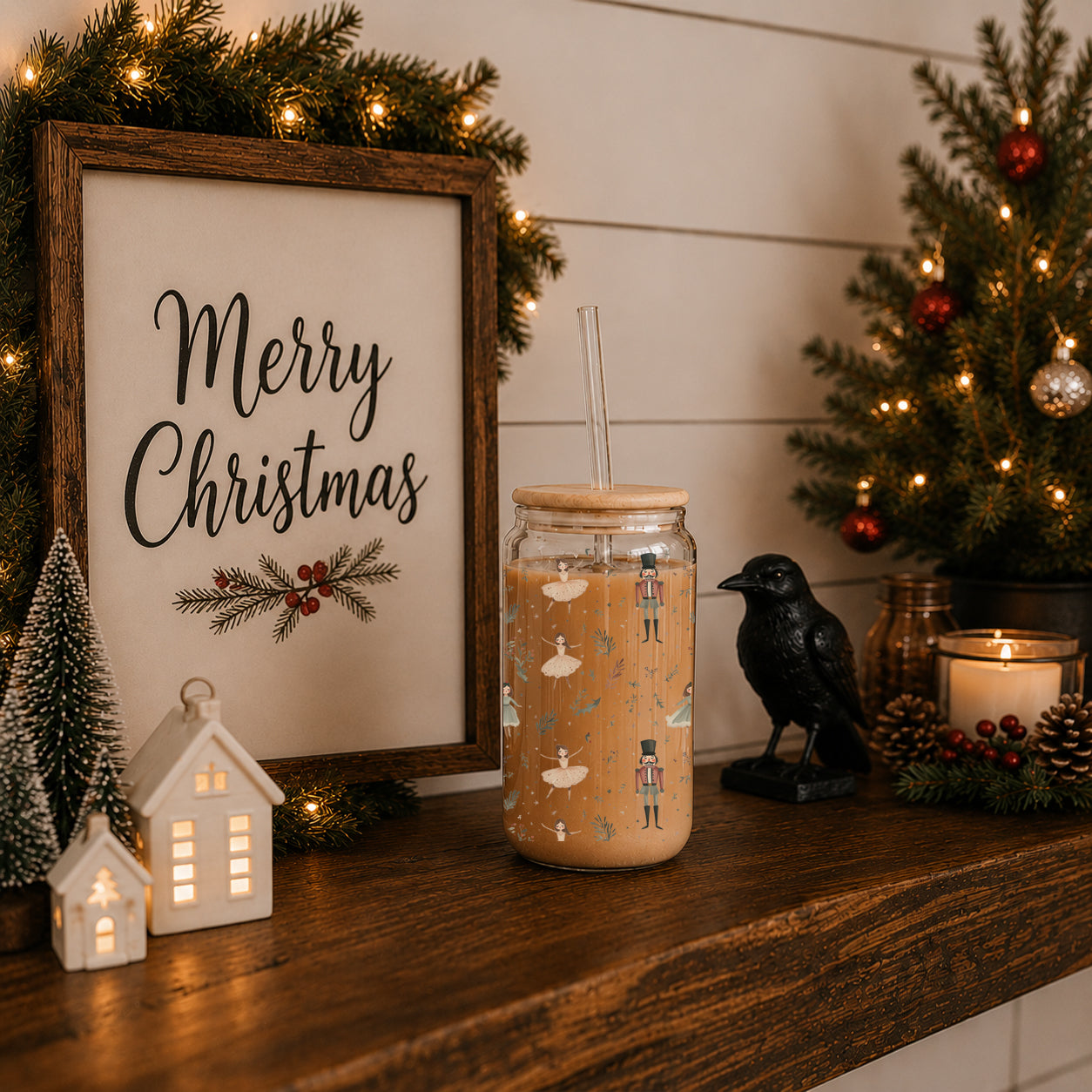 Nutcracker ballet tumbler - festive pastel glass cup with bamboo lid
Bulk Christmas tumbler - Nutcracker ballerinas glass holiday cup
Christmas coffee glass tumbler - Nutcracker soldiers and ballerinas pastel design