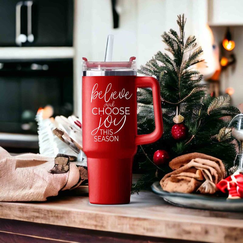 Christmas Cups with straws and quotes