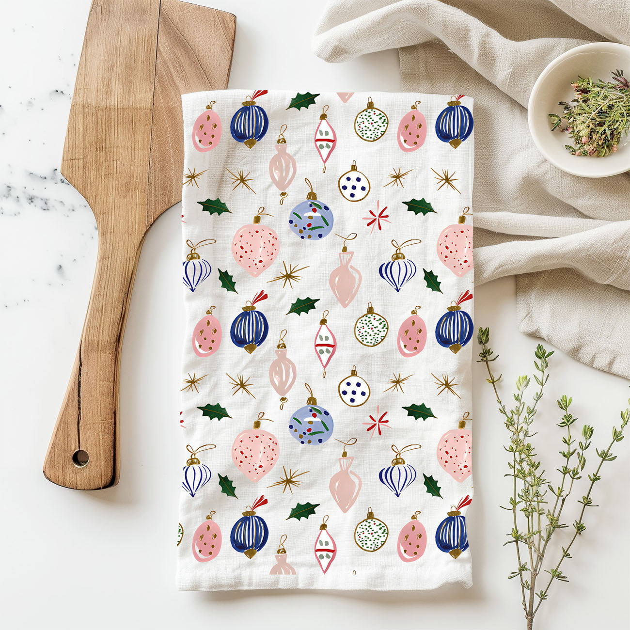 christmas kitchen towel flat lay ornament design
holiday towel styled kitchen decor christmas
christmas towel product mockup farmhouse kitchen
kitchen towel with vintage ornaments aesthetic