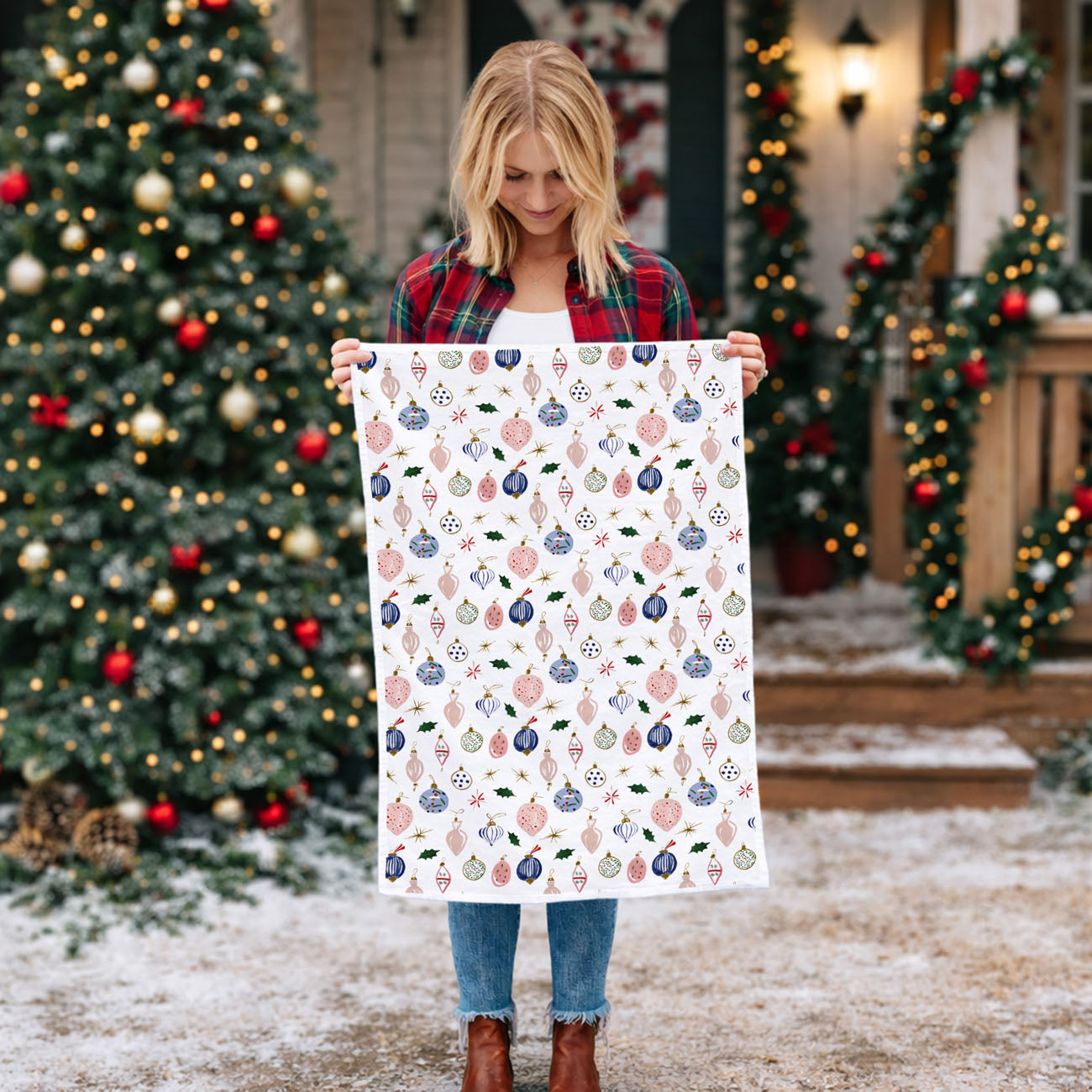 Christmas ornament print kitchen towel
festive holiday dish towel for home decor
cute Christmas towel with ornaments
winter holiday kitchen linen with ornaments
colorful Christmas tea towel for gifting
Christmas home decor kitchen towel
ornamental holiday towel for