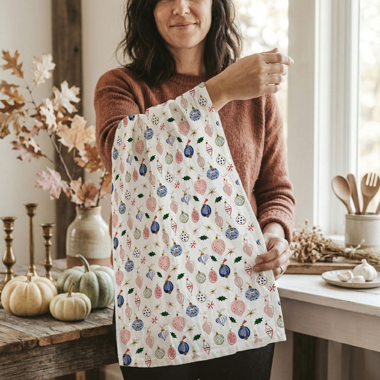 christmas kitchen towels vintage ornament design
holiday kitchen towel with ornaments and holly
cute christmas dish towels farmhouse style
vintage ornament christmas tea towel cotton
flour sack christmas kitchen towel festive decor