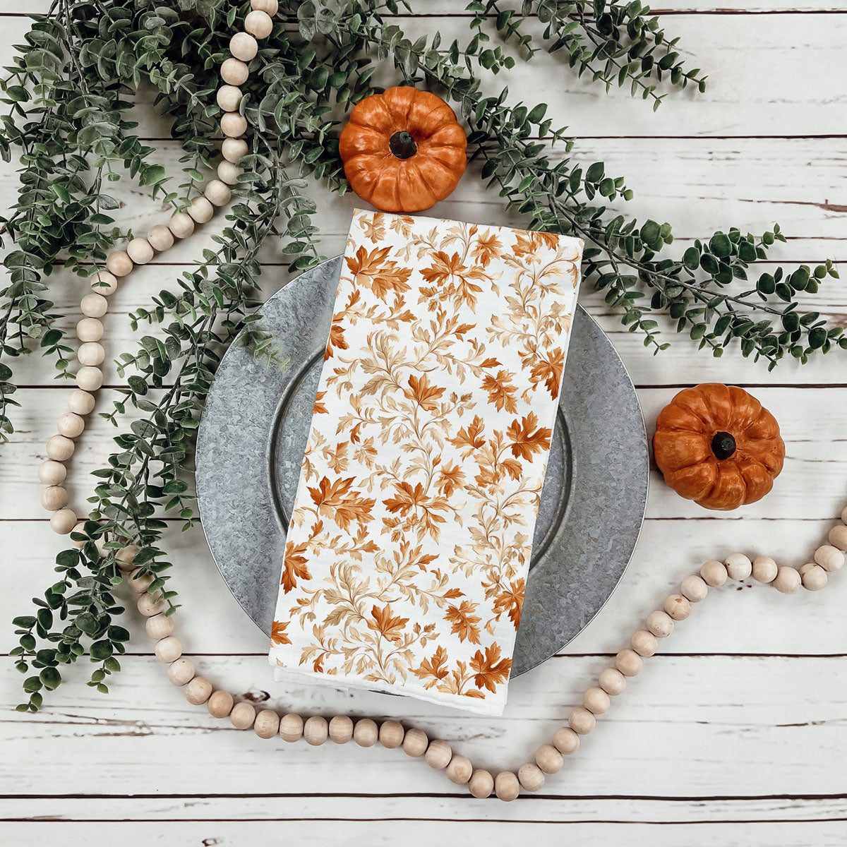 elegant fall dish towel for neutral autumn kitchen
autumn cotton towel for rustic cutting board styling
fall housewarming gift autumn leaves kitchen towel
seasonal fall hand towel hanging on stove door
warm brown leaf fall towel for cottage kitchen decor