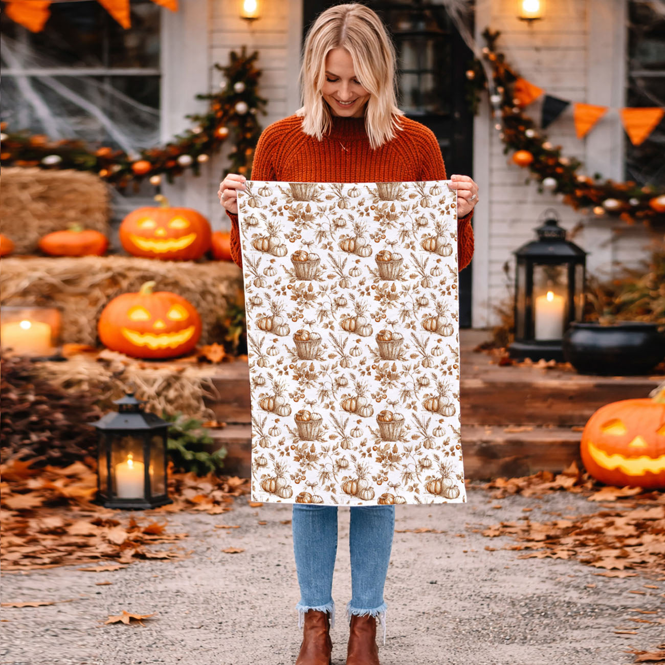 pumpkin kitchen towel for fall decor
autumn pumpkin dish towel for farmhouse kitchen
thanksgiving pumpkin hand towel for guests
pumpkin flour sack cotton towel for drying dishes
harvest pumpkin print kitchen towel for autumn baking
pumpkin spice season kitchen towel with vintage design