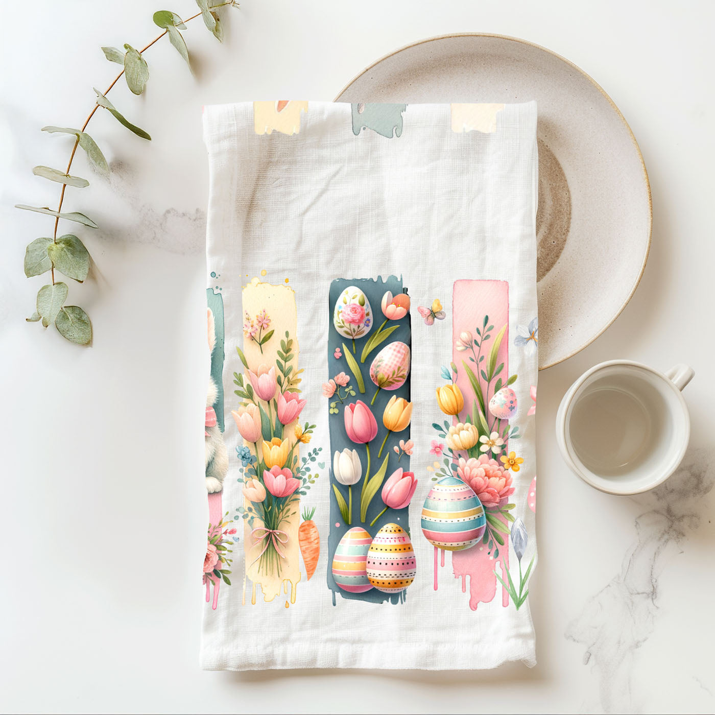 English cottage kitchen towel watercolor Easter art
Modern farmhouse watercolor towel spring bunny
Artistic home decor kitchen towel watercolor Easter
Watercolor illustration kitchen towel spring bunny