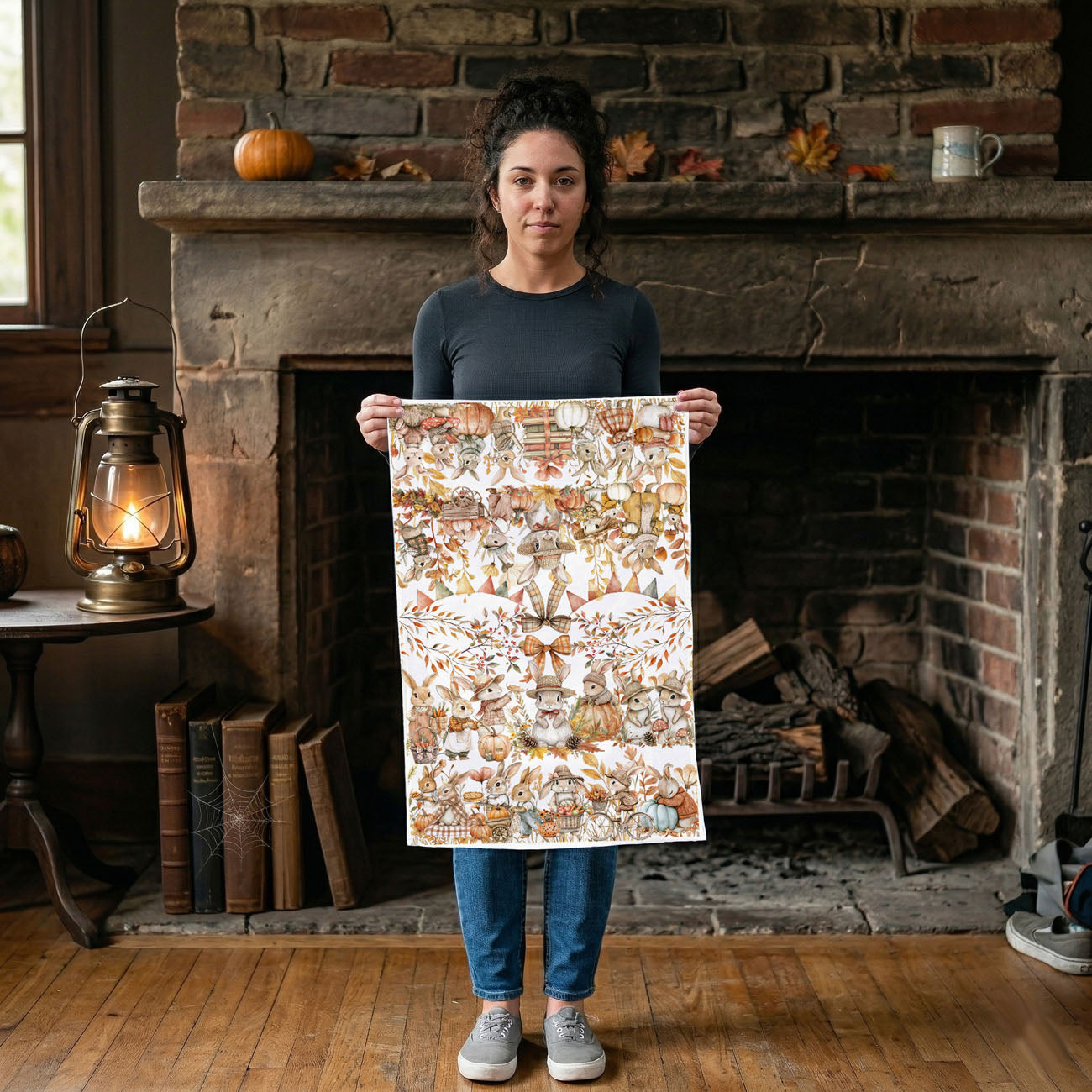 pumpkin patch bunny and baby rabbit fall kitchen towel
autumn bunny and gingham banner flour sack dish towel
cozy fall vignette with bunny kitchen towel and mini pumpkins
storybook woodland bunny towel perfect for nursery or play kitchen
fall bunny tea towel paired with pumpkin spice candle
autumn bunny dish towel layered with plaid hand towel in kitchen
fall bunny and leaf garland towel for rustic thanksgiving table decor
