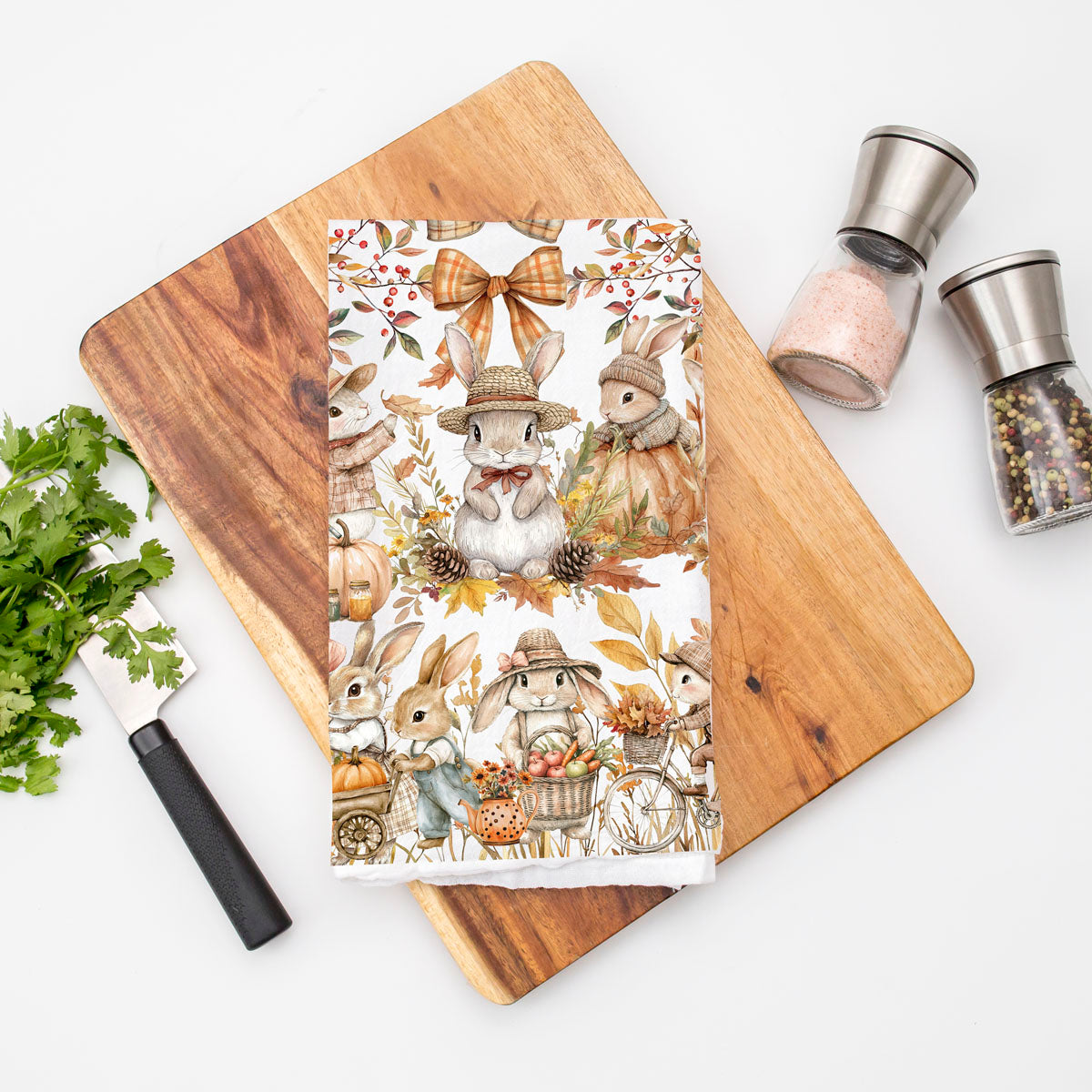 fall bunny flour sack kitchen towel
cute autumn rabbit dish towel with pumpkins
woodland bunny fall kitchen décor towel
farmhouse fall towel with bunnies and pumpkins
cozy cottagecore bunny kitchen towel for autumn
neutral fall kitchen towel with whimsical rabbits and foliage
autumn bunny linen for cottage farmhouse kitchen decor
fall woodland animals towel with rabbits pumpkins and leaves