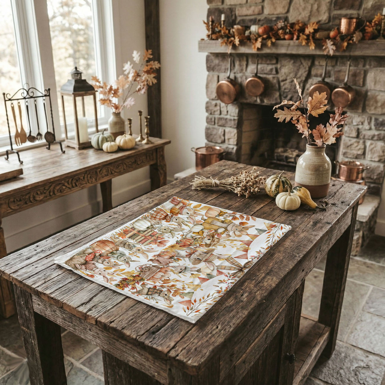 cute bunny pushing pumpkin cart fall towel
vintage woodland rabbits fall kitchen linen
autumn bunny family kitchen towel for farmhouse decor
fall rabbit and pumpkin flour sack towel hanging on stove
cozy cottage fall kitchen towel with bunnies and books
autumn bunny towel with plaid bows and garland
fall bunny and pumpkin patch dish towels