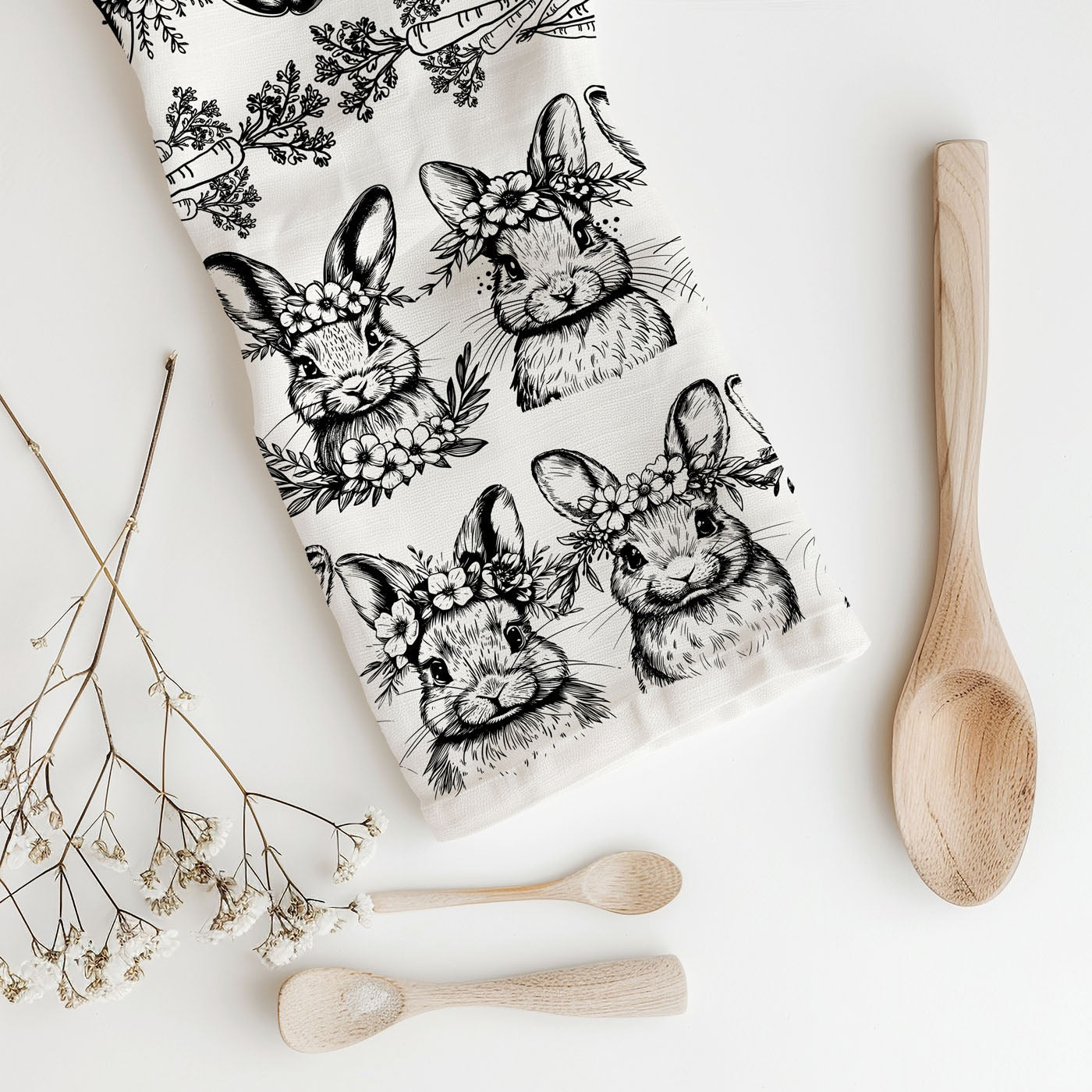 Victorian bunny kitchen towel vintage floral crown botanical
English cottage bunny dish towel black white Easter spring
Shabby chic bunny kitchen towel vintage botanical carrot
French country bunny towel floral crown farmhouse Easter