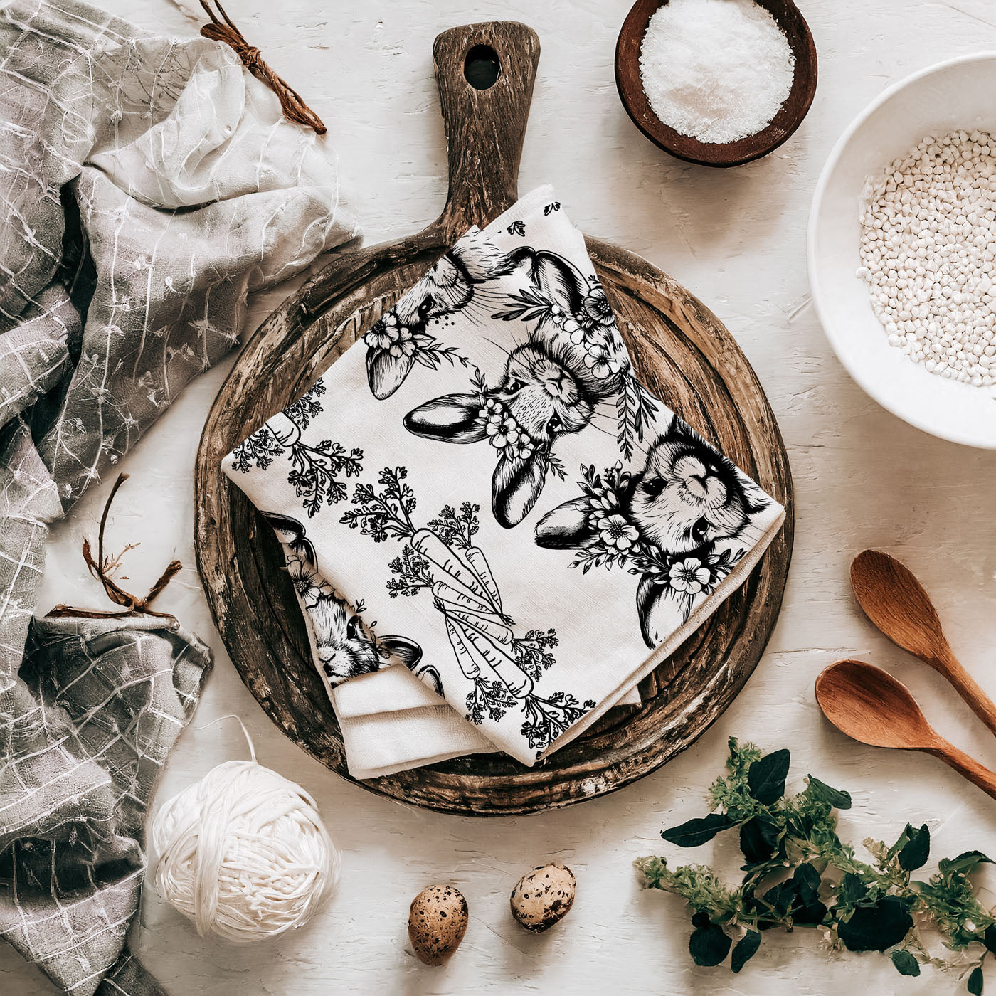 Spring decor gift bunny kitchen towel vintage farmhouse
Bunny theme gift Easter towel black white botanical
Garden lover gift bunny kitchen towel vintage farmhouse
Easter brunch gift bunny dish towel botanical spring