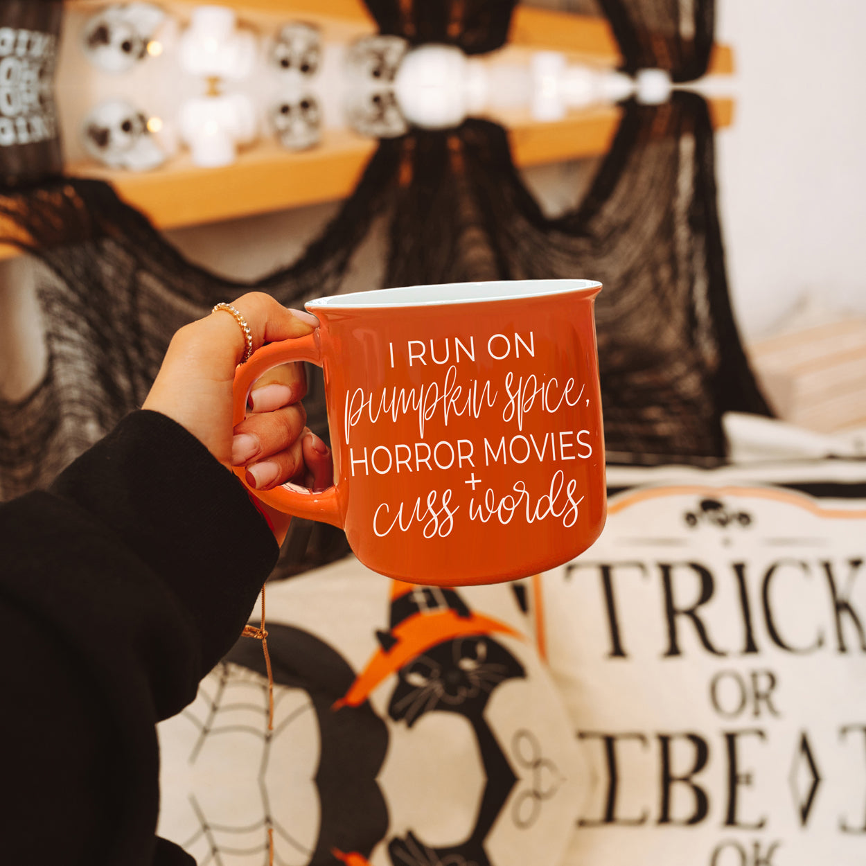 Halloween themed mugs, Orange Cups Ceramic