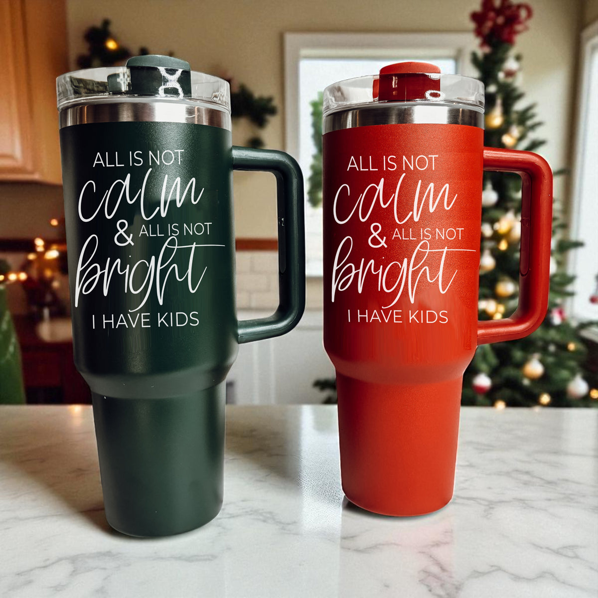 Christmas tumblers with humorous for gift ideas for moms
Christmas mom tumbler 40oz red and green - all is not calm and all is not bright I have kids