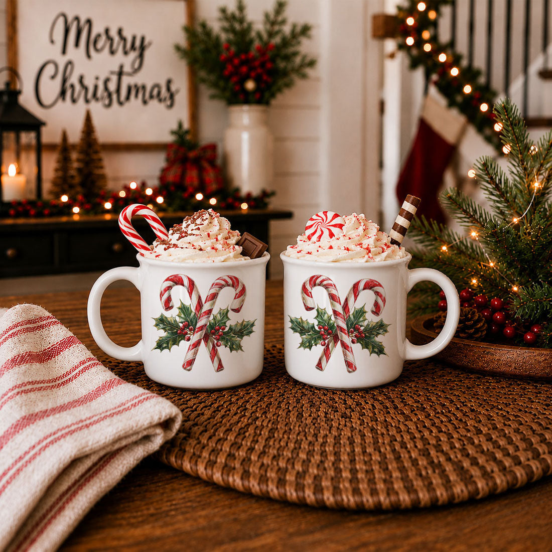 Candy cane mug for holiday tea time
Christmas mug for marshmallow cocoa nights
Candy cane mug for peppermint cocoa
Holiday mug for gingerbread house night
Candy cane mug for Christmas baking season
Christmas mug for Santa cookie night
Candy cane mug for Christmas Eve traditions
Holiday mug for family Christmas morning
Candy cane mug for fireplace cocoa
Christmas mug for couch and cocoa nights
Candy cane mug with classic holiday charm
Holiday mug with candy cane and berry illustration