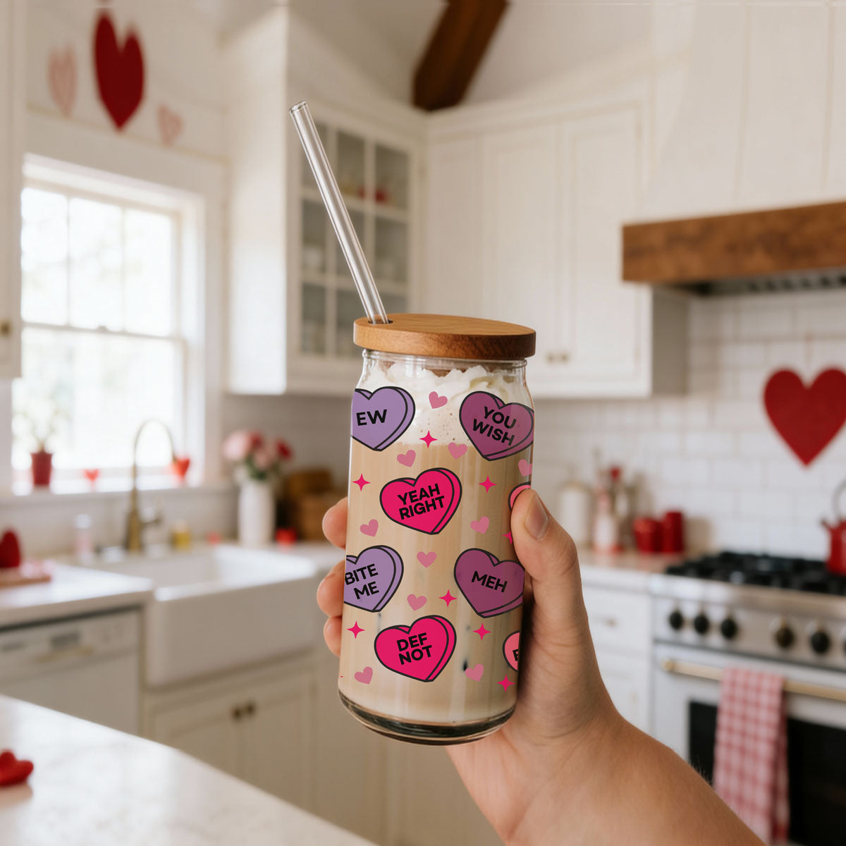 Trendy glass cups for quirky Valentine’s Day celebrations.
Funny and unique Valentine’s glassware gift ideas.