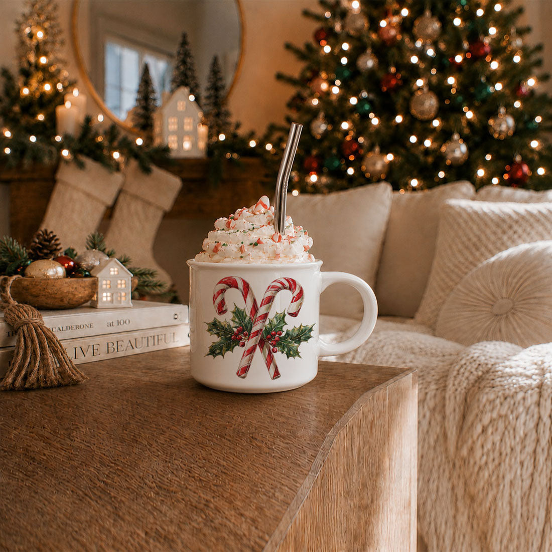 Christmas mug with candy cane holiday graphic
Candy cane mug for Instagram holiday flat lay
Christmas mug with beautiful candy cane art
Holiday coffee cup with candy cane theme
Candy cane mug for December mornings
Candy cane Christmas mug for festive home styling
Ceramic holiday mug for cocoa and cookies
Candy cane mug for Christmas movie night
Holiday mug with crossed peppermint candy canes
Christmas mug with holiday candy cane and holly berries
Candy cane mug for festive winter drinks